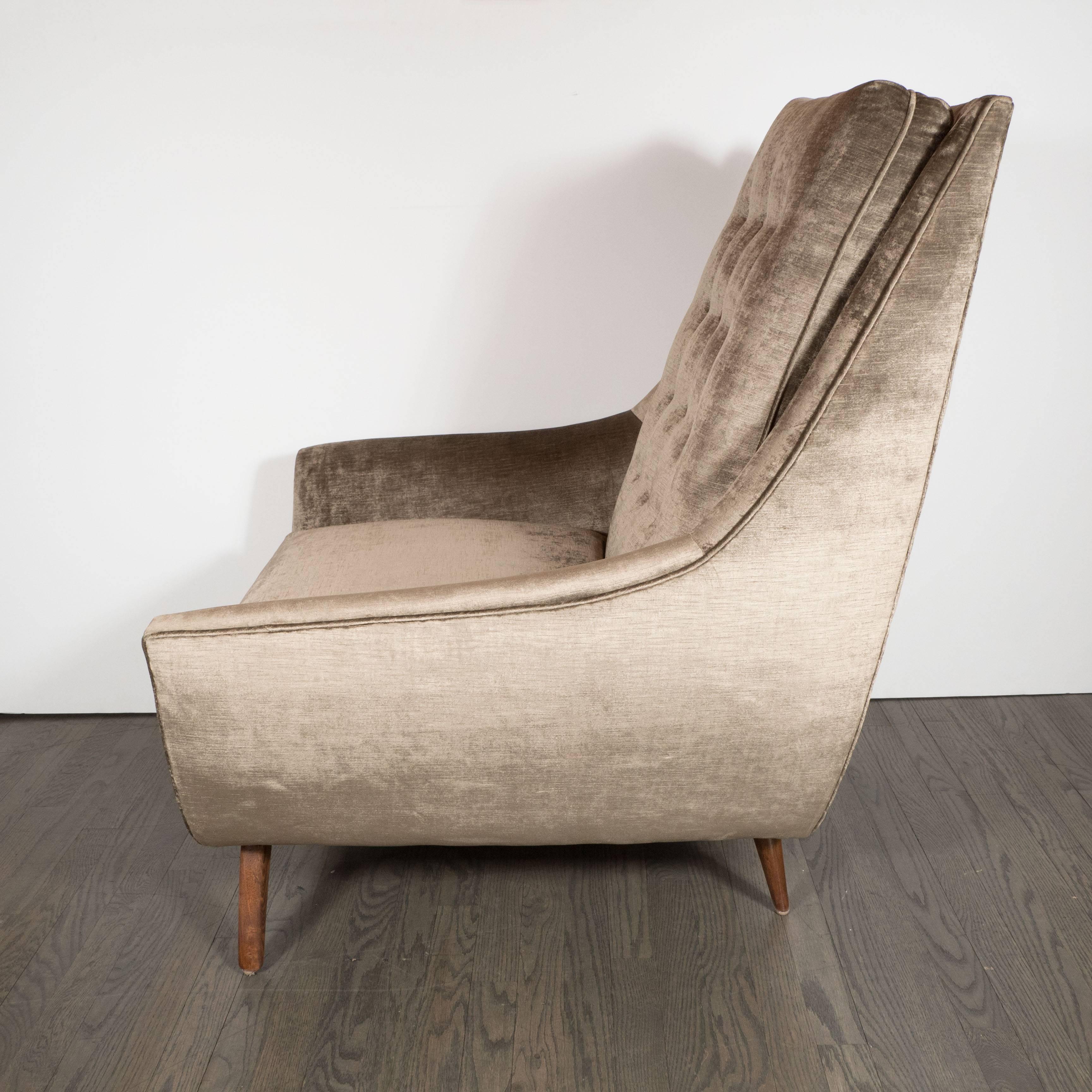 Mid-20th Century Mid-Century Modernist Club Chair in Smoked Platinum Velvet by Adrian Pearsall