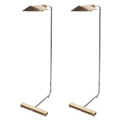 Pair of Mid-Century Chrome and Brass Adjustable Floor Lamps by Cedric Hartmann 2
