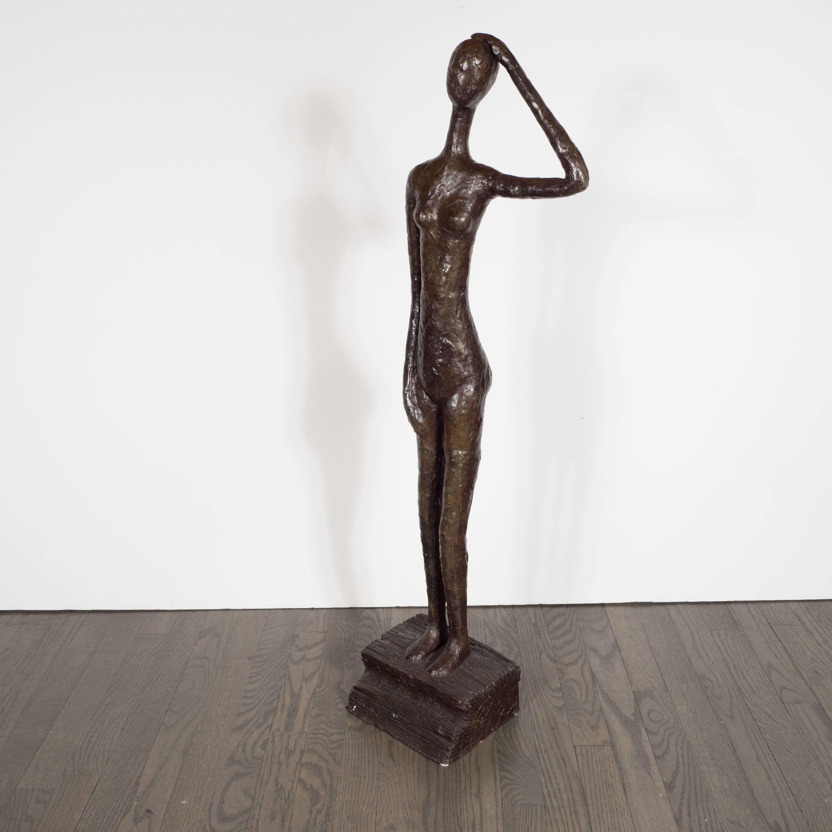 Late 20th Century Bronze Sculpture of a Standing Nude by L. Salzmann, American, circa 1970