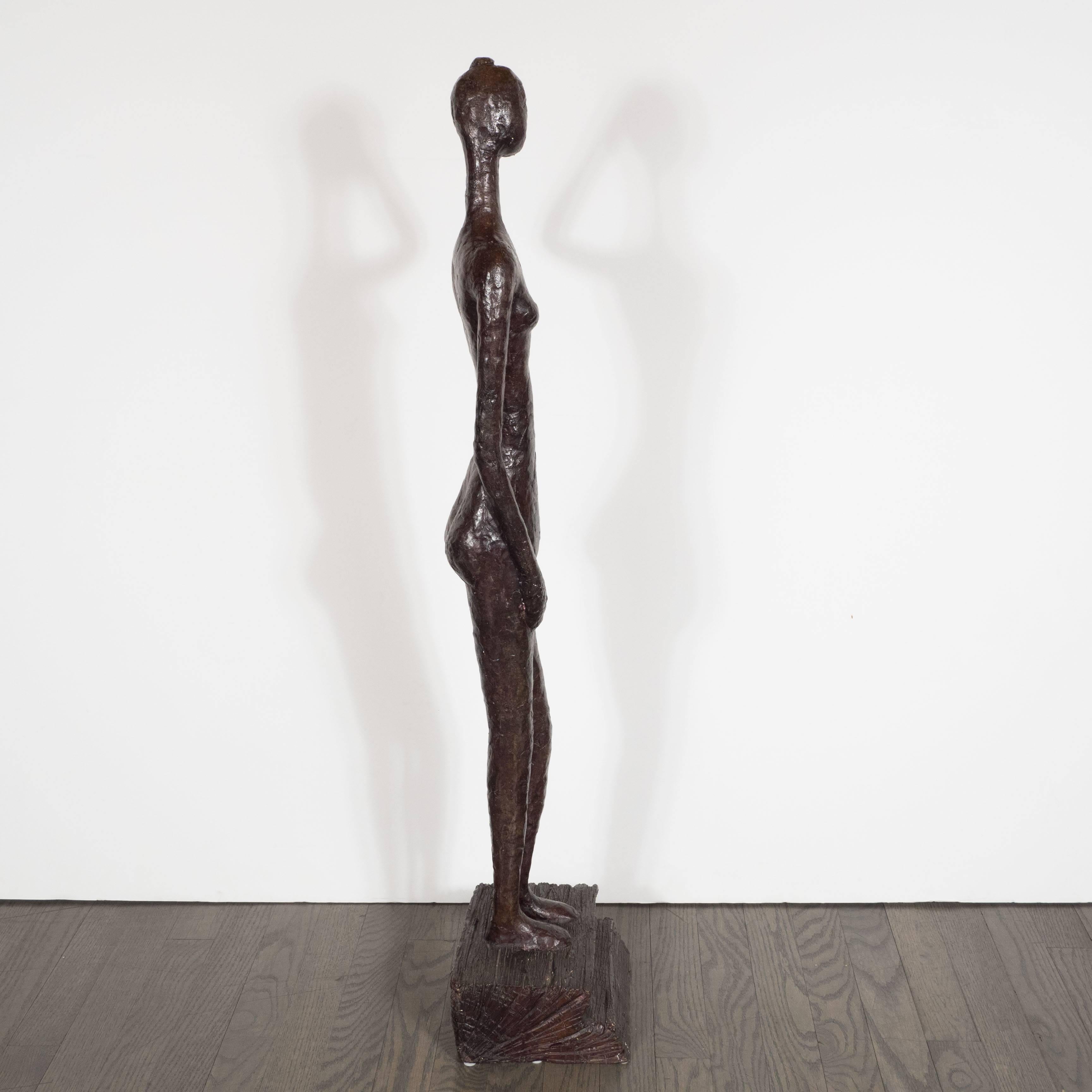 Bronze Sculpture of a Standing Nude by L. Salzmann, American, circa 1970 1