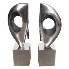 Pair of Modernist Sculptural Andirons, American, 20th Century 12