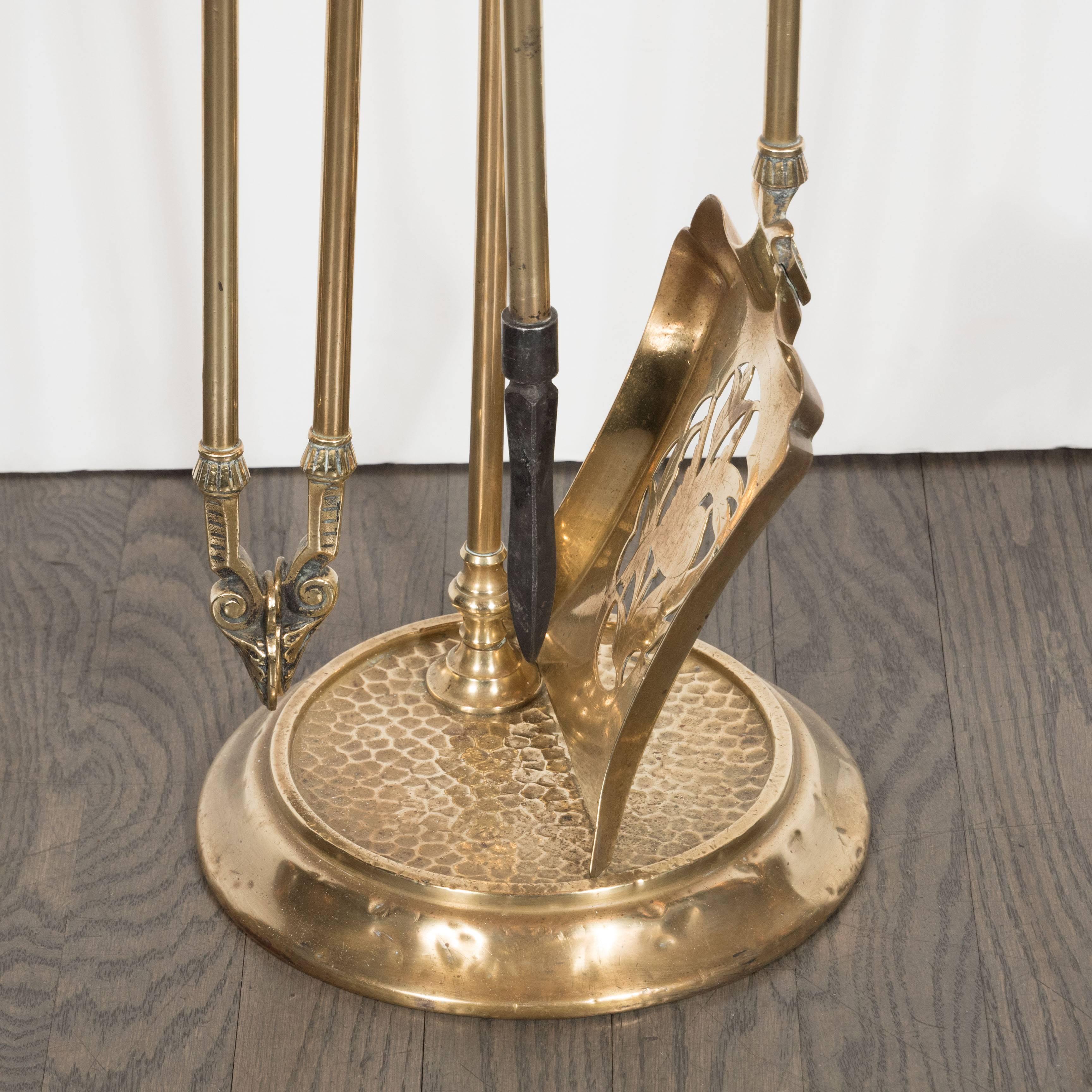 Early 20th Century French Antique Polished Brass Fire Tool Set at 1stDibs