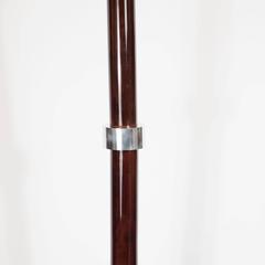 French Art Deco Mahogany and Chrome Skyscraper Style Torchiere Lamp