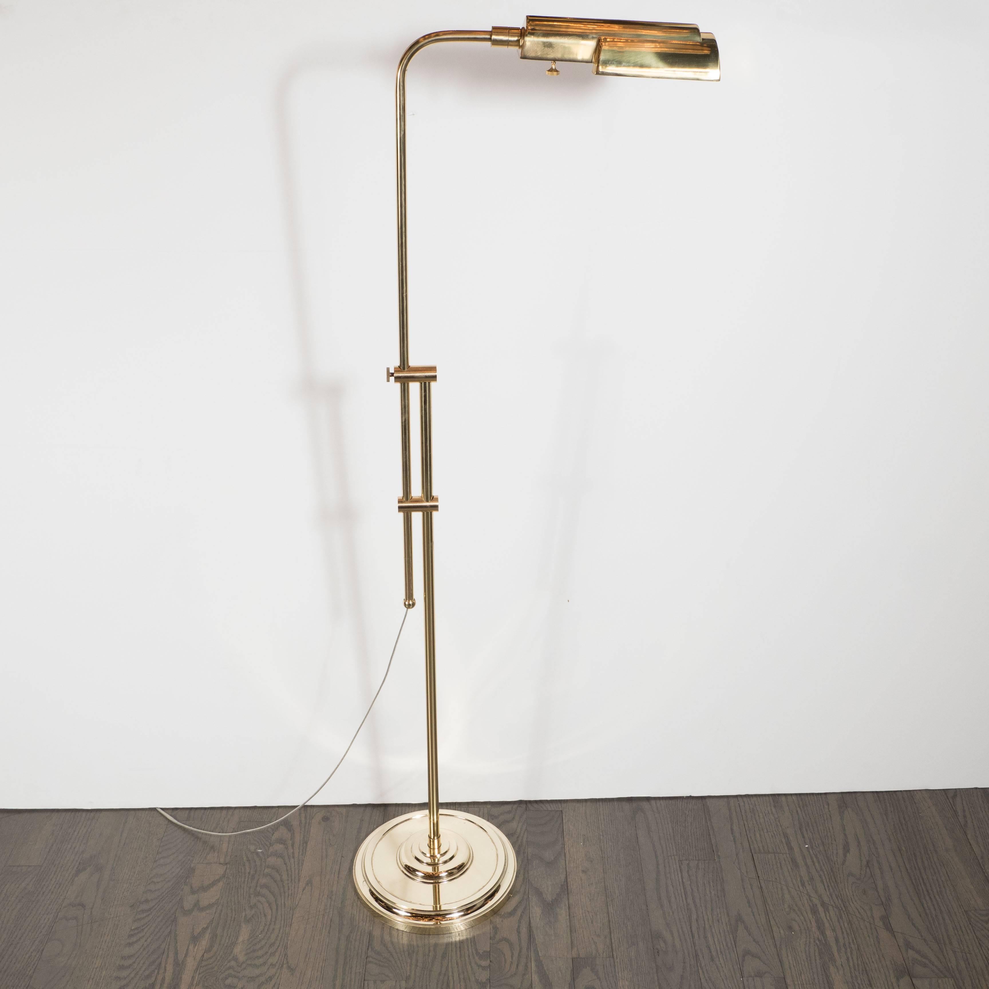 Mid-20th Century Mid-Century Modernist Brass Adjustable Floor Lamp, American, circa 1960