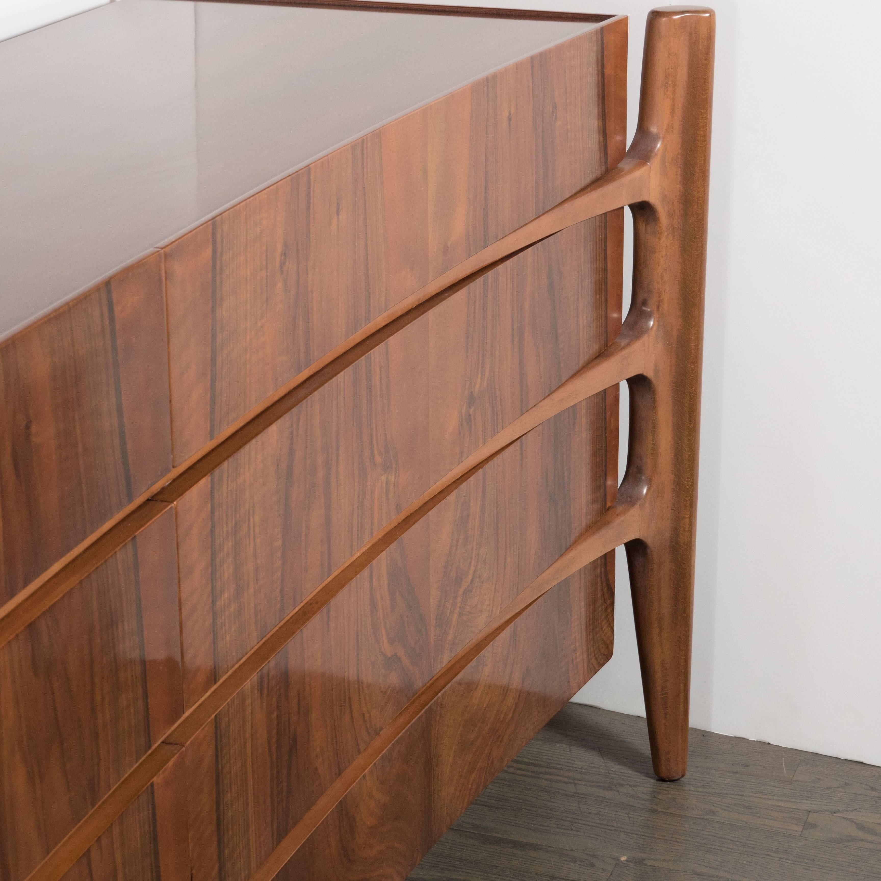 Scandinavian Mid-Century Modern Dresser in Book-Matched Walnut by William Hinn﻿ In Excellent Condition In New York, NY