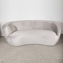 Mid-Century Nautilus Sofa in Luxe Platinum Velvet by Vladimir Kagan