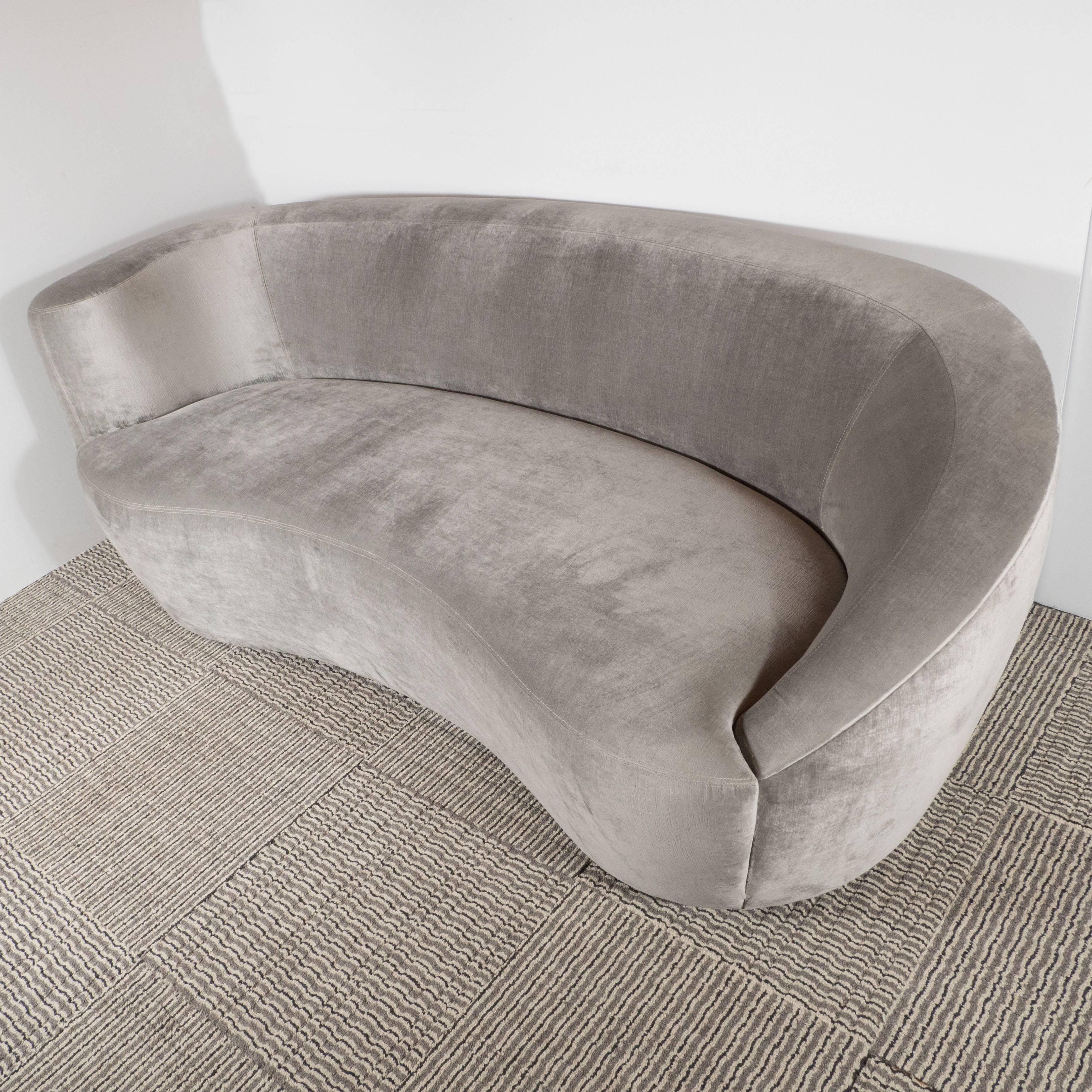 Mid-Century Modern Mid-Century Nautilus Sofa in Luxe Platinum Velvet by Vladimir Kagan
