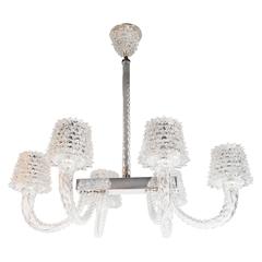Mid-Century Textured Spike and Swirl Glass Chandelier by Barovier e Toso