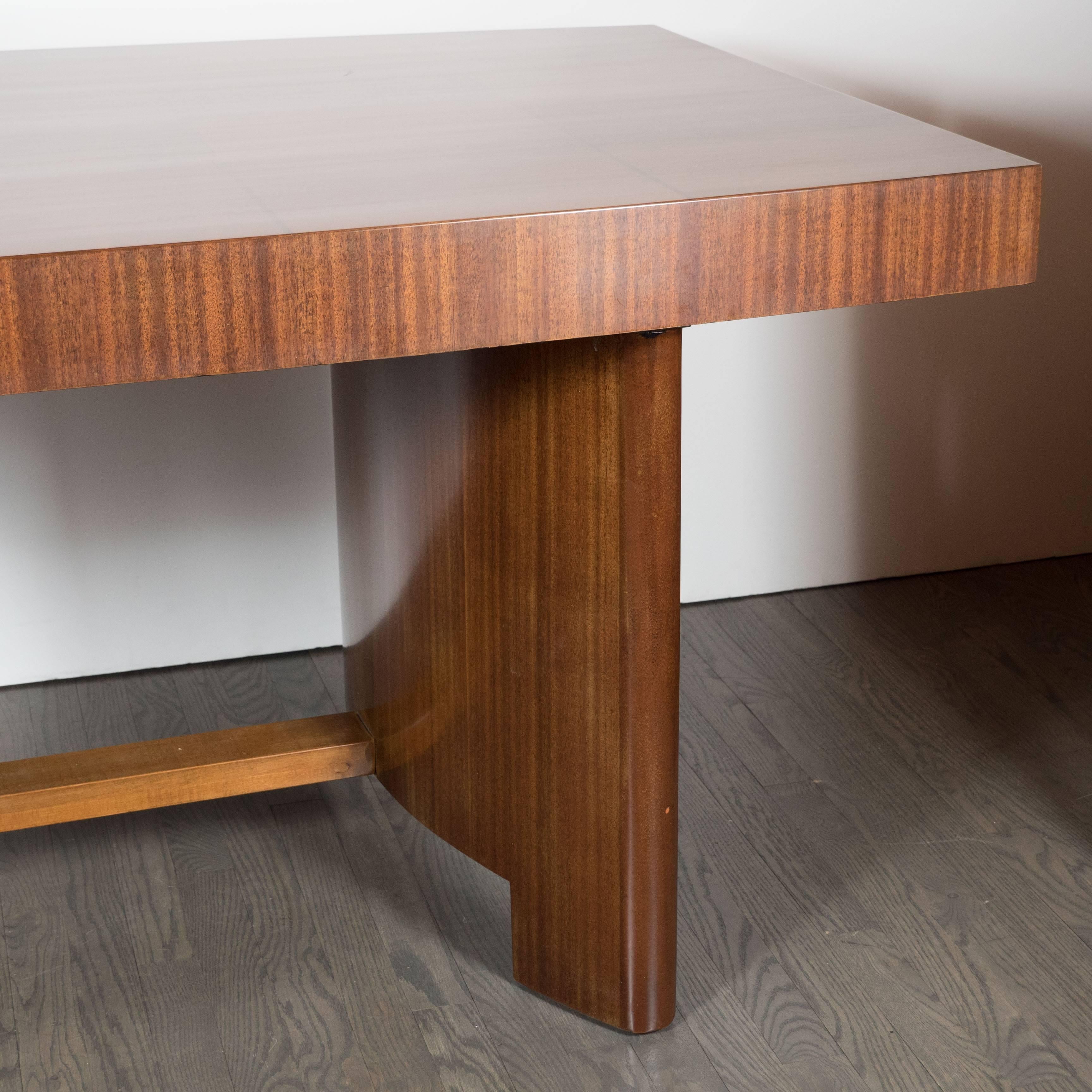 Art Deco Dining Table by Gilbert Rohde for Herman Miller in Burl and Mahogany In Excellent Condition In New York, NY