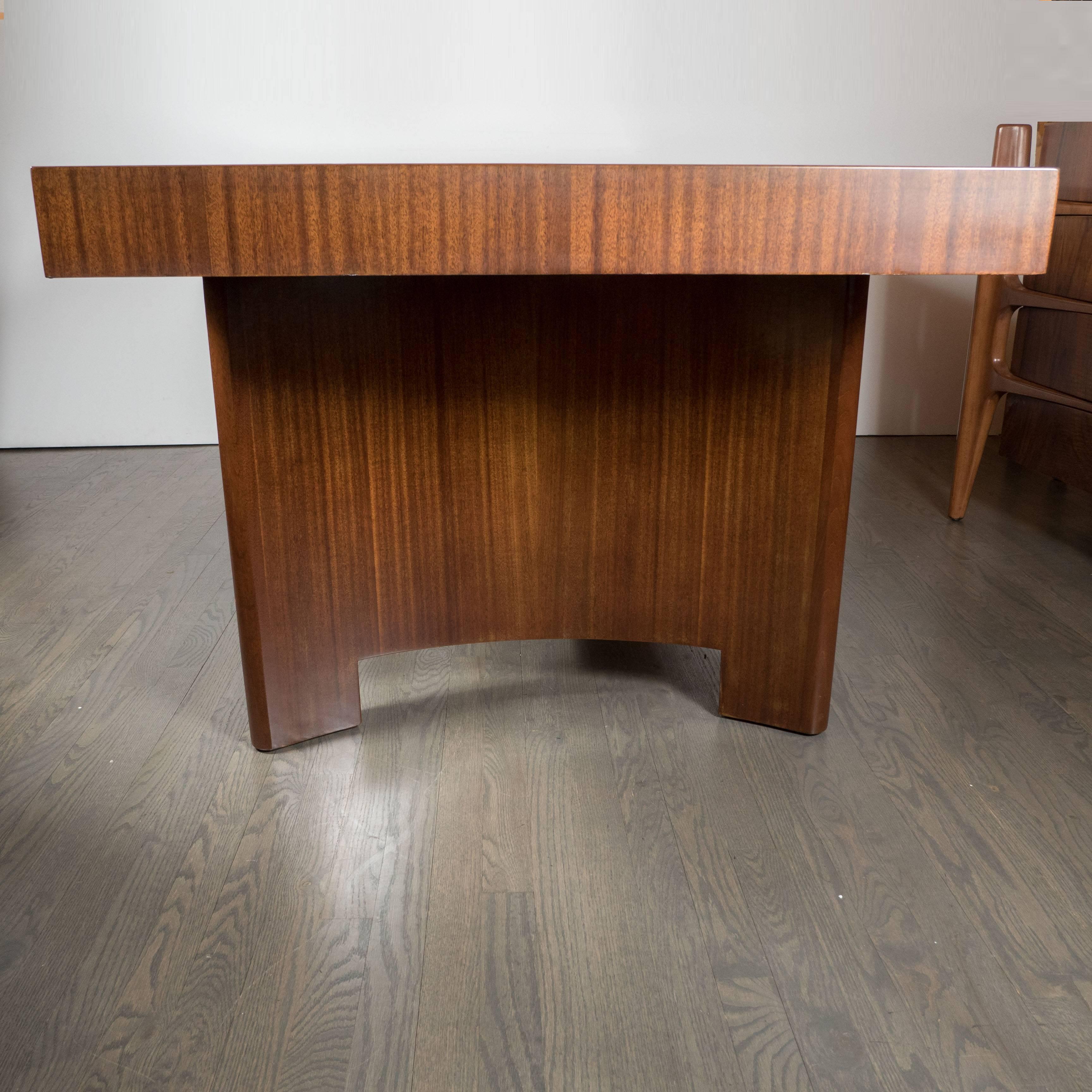 Mid-20th Century Art Deco Dining Table by Gilbert Rohde for Herman Miller in Burl and Mahogany