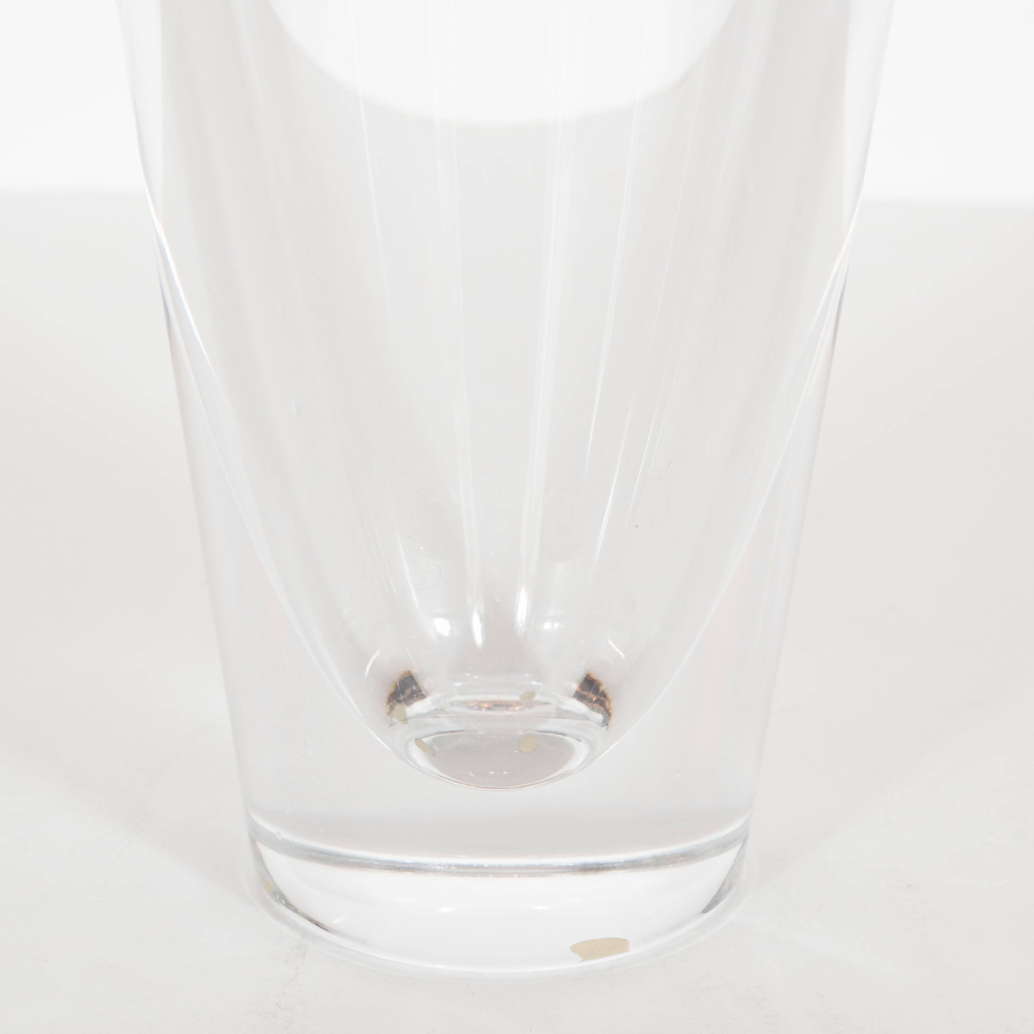 Glass Modernist Cut Crystal Vase by Orrefors