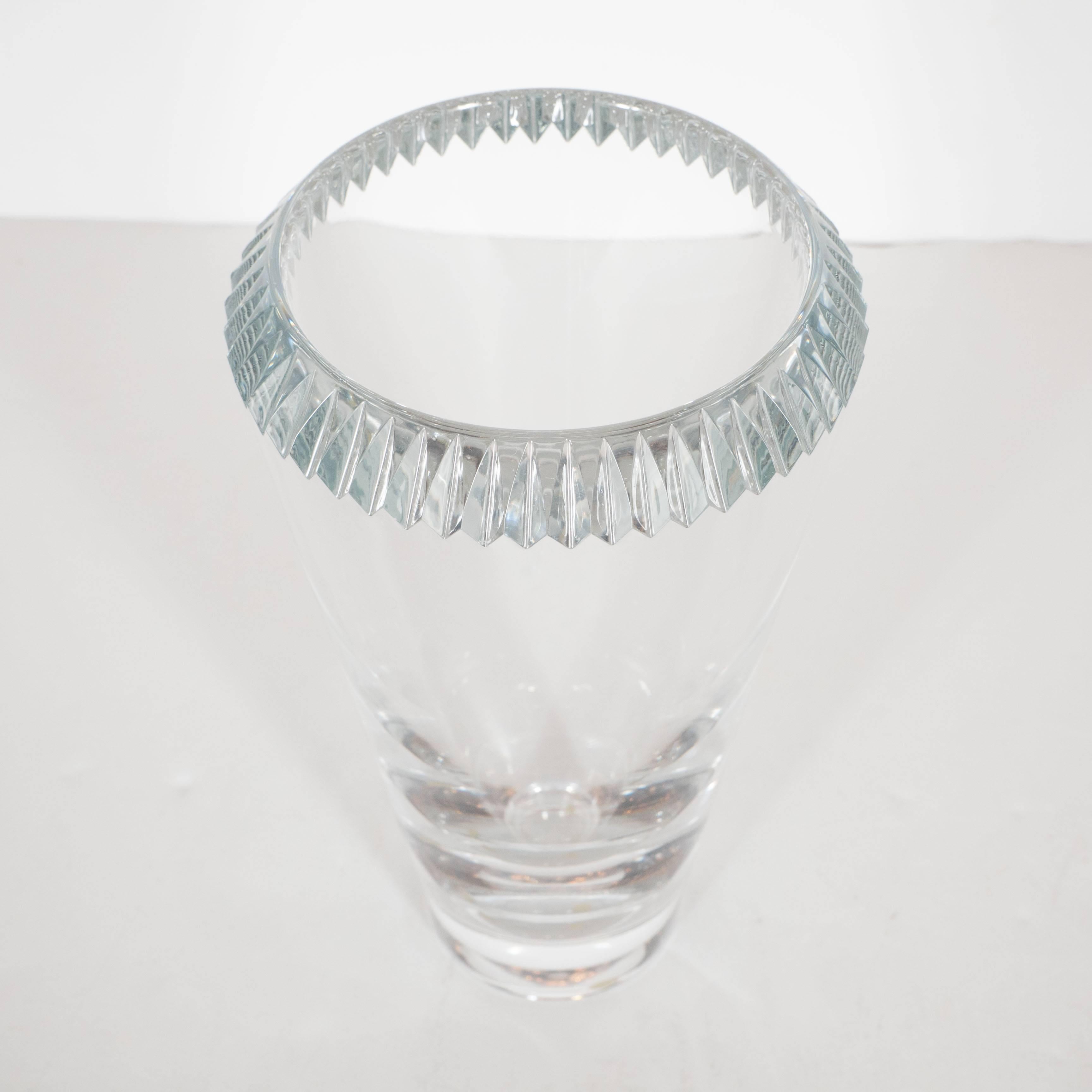 20th Century Modernist Cut Crystal Vase by Orrefors