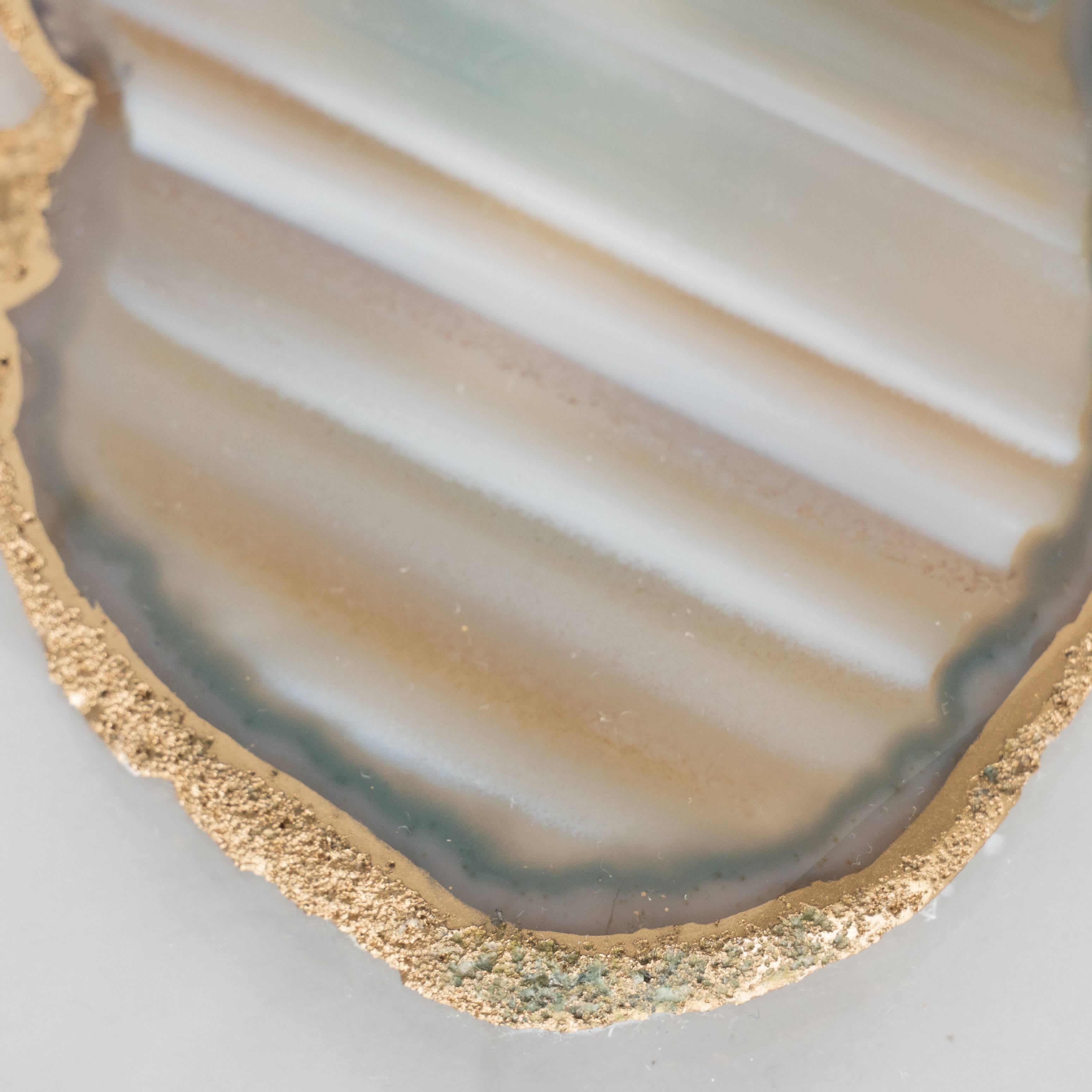 20th Century Modernist Organic Sliced Agate and Lucite Desk Tray or Catch All