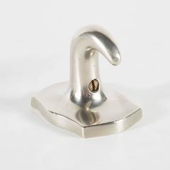 Mid-Century Modernist Pair of Elegant Towel Hooks in Brushed Nickel, American