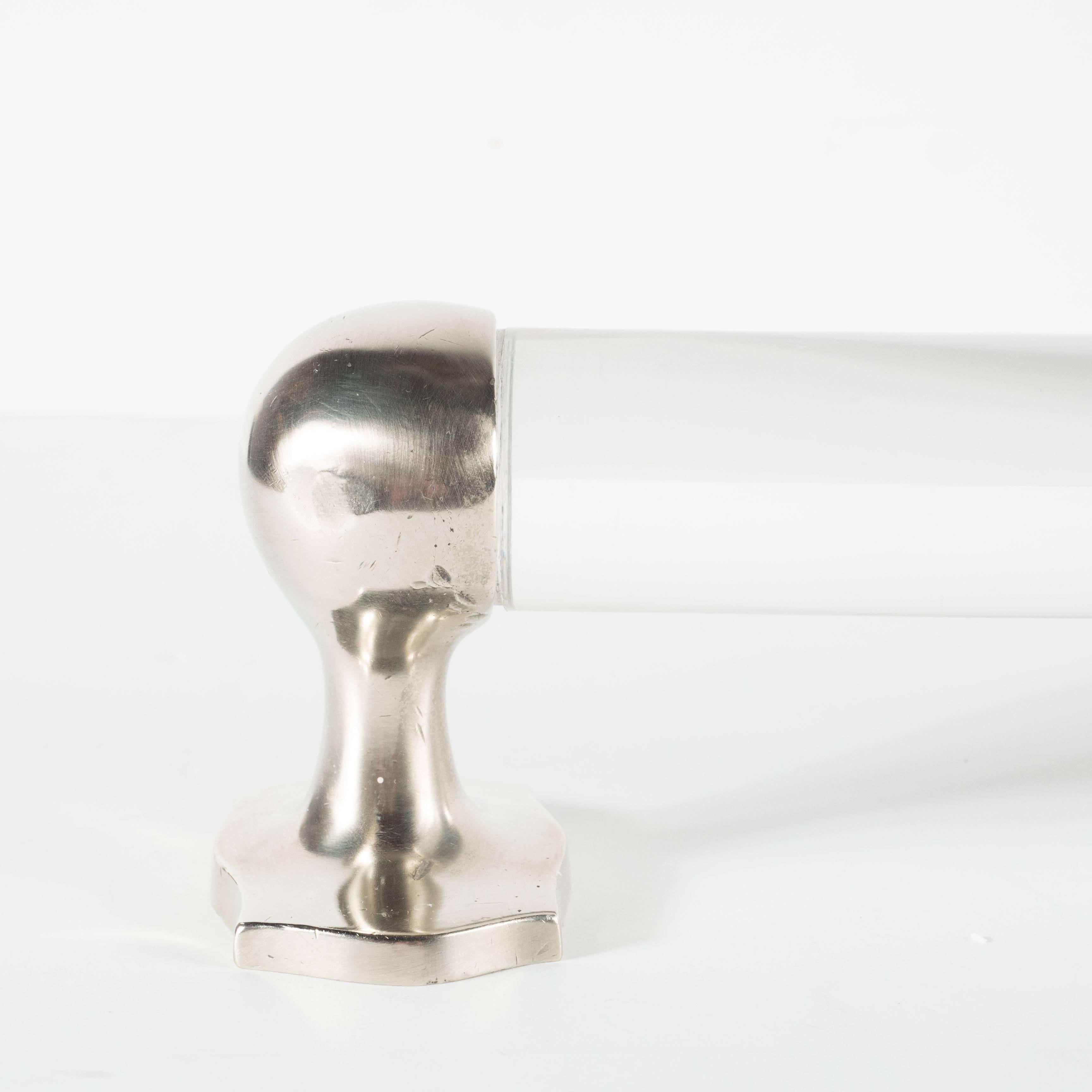 Mid-20th Century Mid-Century Modernist Lucite and Brushed Nickel Towel Rod, circa 1960