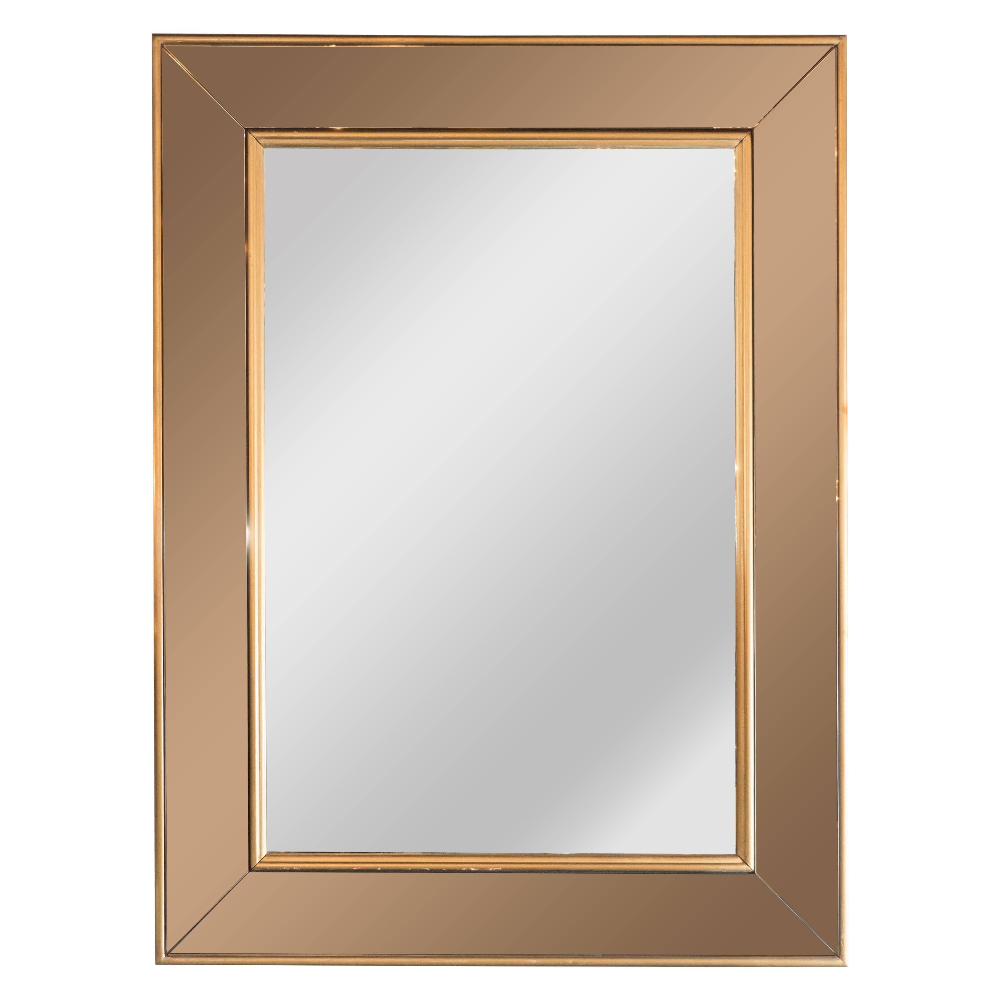 Mid-Century Modern Giltwood and Bronze Mirror, American, circa 1950