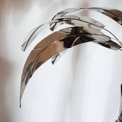 Mid-Century Modernist Palm Tree Sculpture in Nickel-Plated Brass, French, 1970
