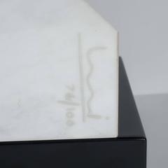 Signed Mid Century Marble Sculpture "Kubus" on Ebonized Walnut Base by Max Bill