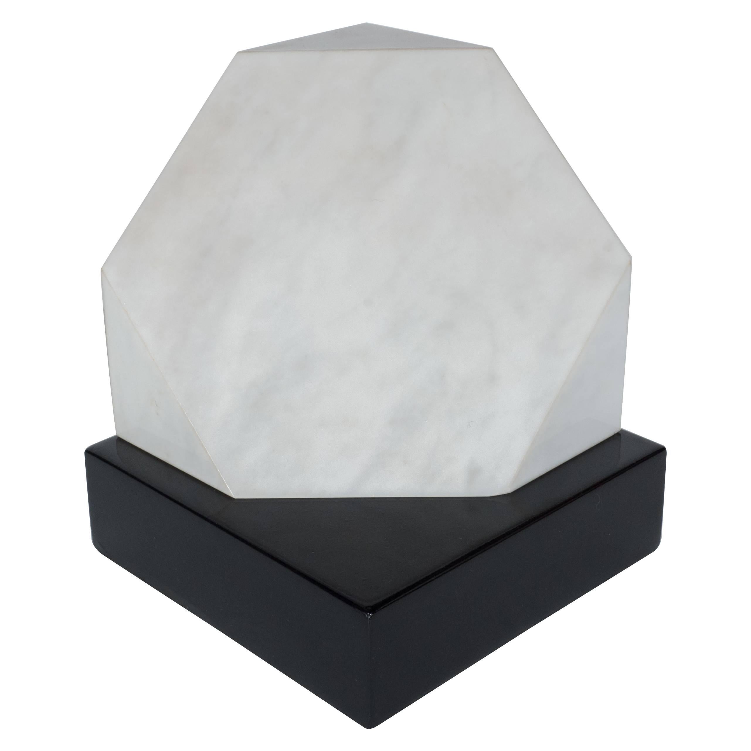 Signed Mid Century Marble Sculpture "Kubus" on Ebonized Walnut Base by Max Bill For Sale