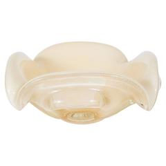 Mid-Century HandBlown Murano Ashtray in Champagne and 24-carat Gold Flecks 10