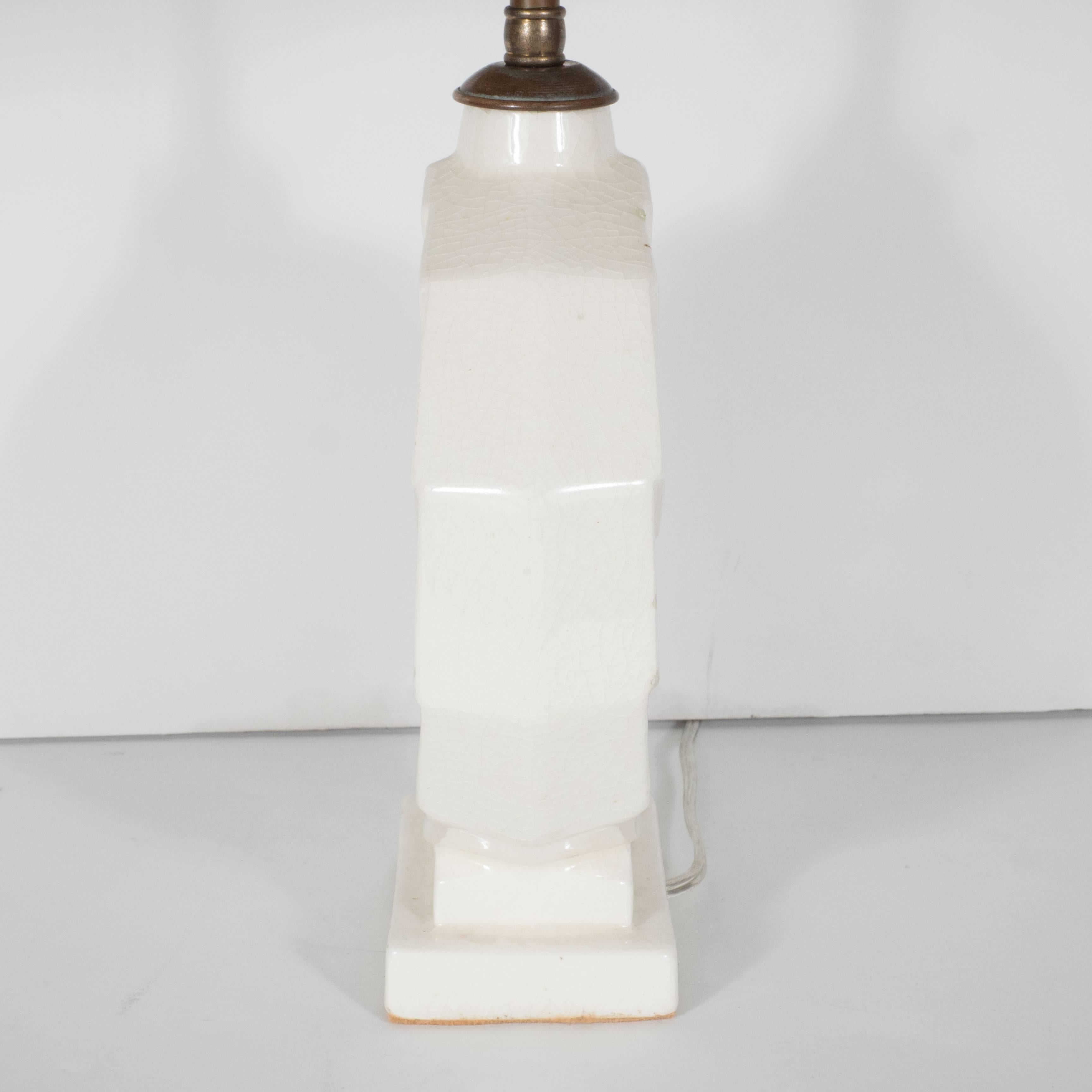 Mid-20th Century French, Art Deco Table Lamp in the Style of Primavera in Crackled Crazed Ceramic