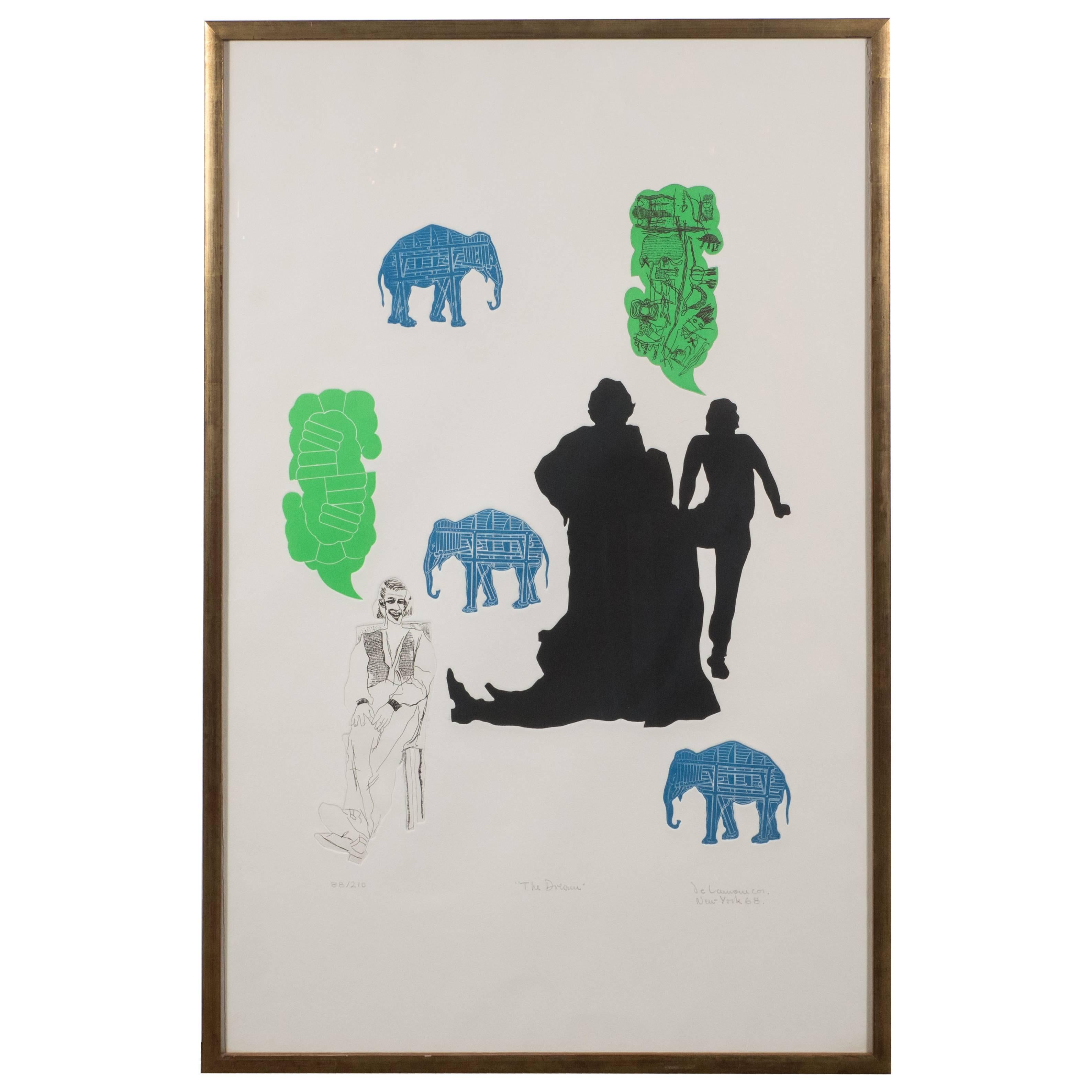 "The Dream" Lithograph Printed in Colors, Depicting Jungle Scenes, 1968