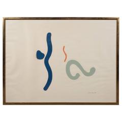 Mid-Century William Pye Abstract Collage in Shades of Blue and Orange, 1967 2