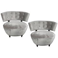 Gorgeous Pair of Art Deco Curved Back Slipper Chairs by Gilbert Rohde