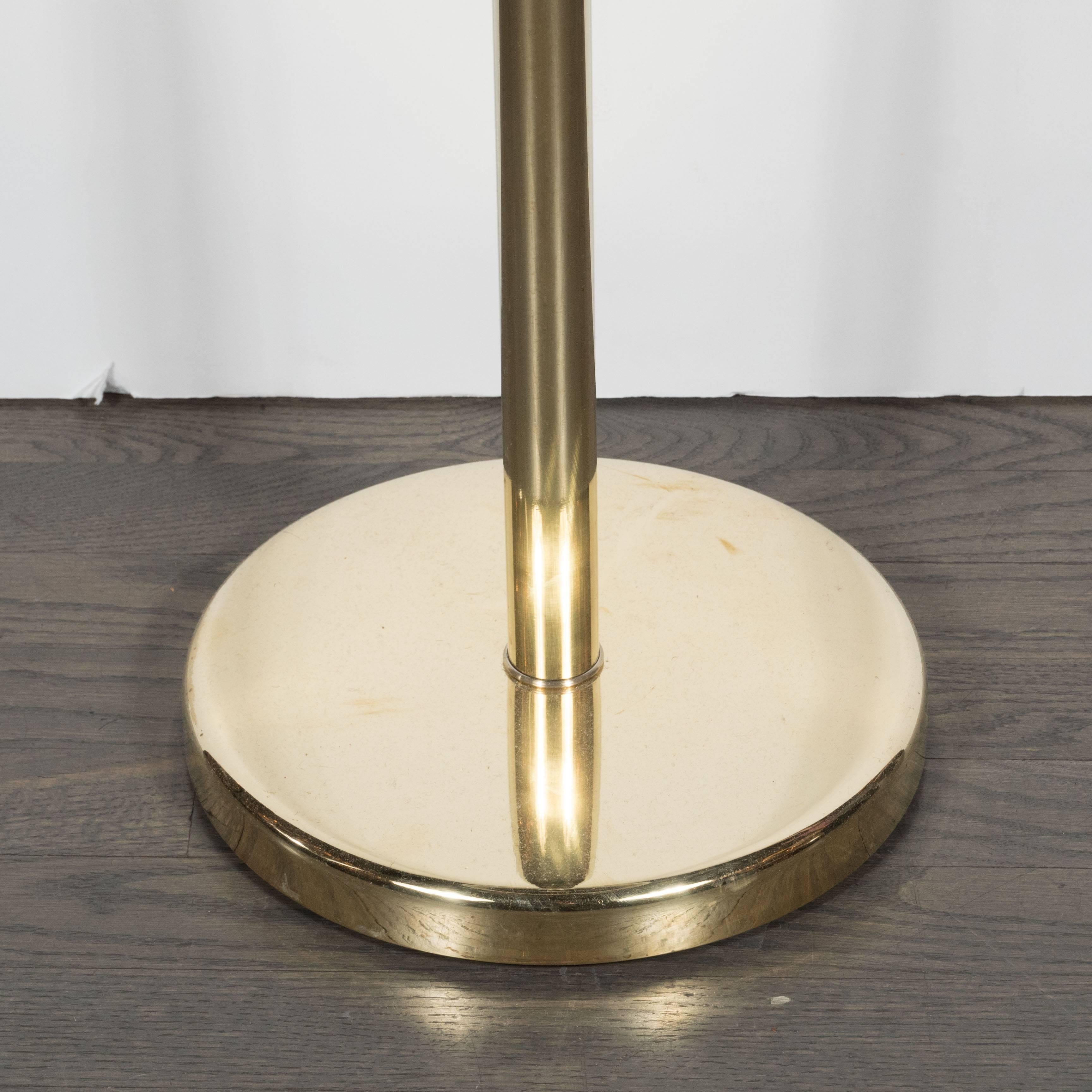 American Glamorous Mid-Century Modern Floor Lamp in Handblown Murano Glass and Brass