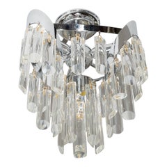 Mid-Century Modern Nickel Chandelier with Bias Cut Crystal Rods by Lobmeyr