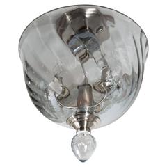 Italian Handblown Murano Glass Dome and Teardrop-Detail Flush Mount Chandelier 7