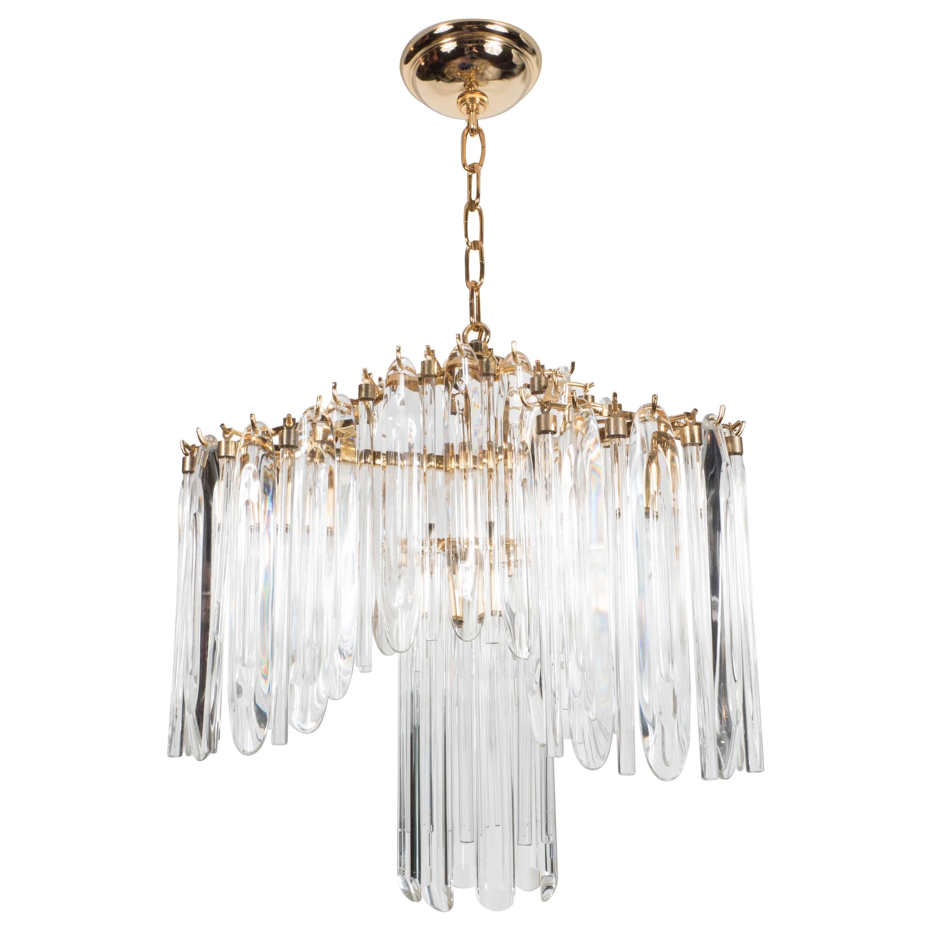 Mid-Century Draped Chandelier with 24-Karat Gold-Plated Fittings by Lobmeyr