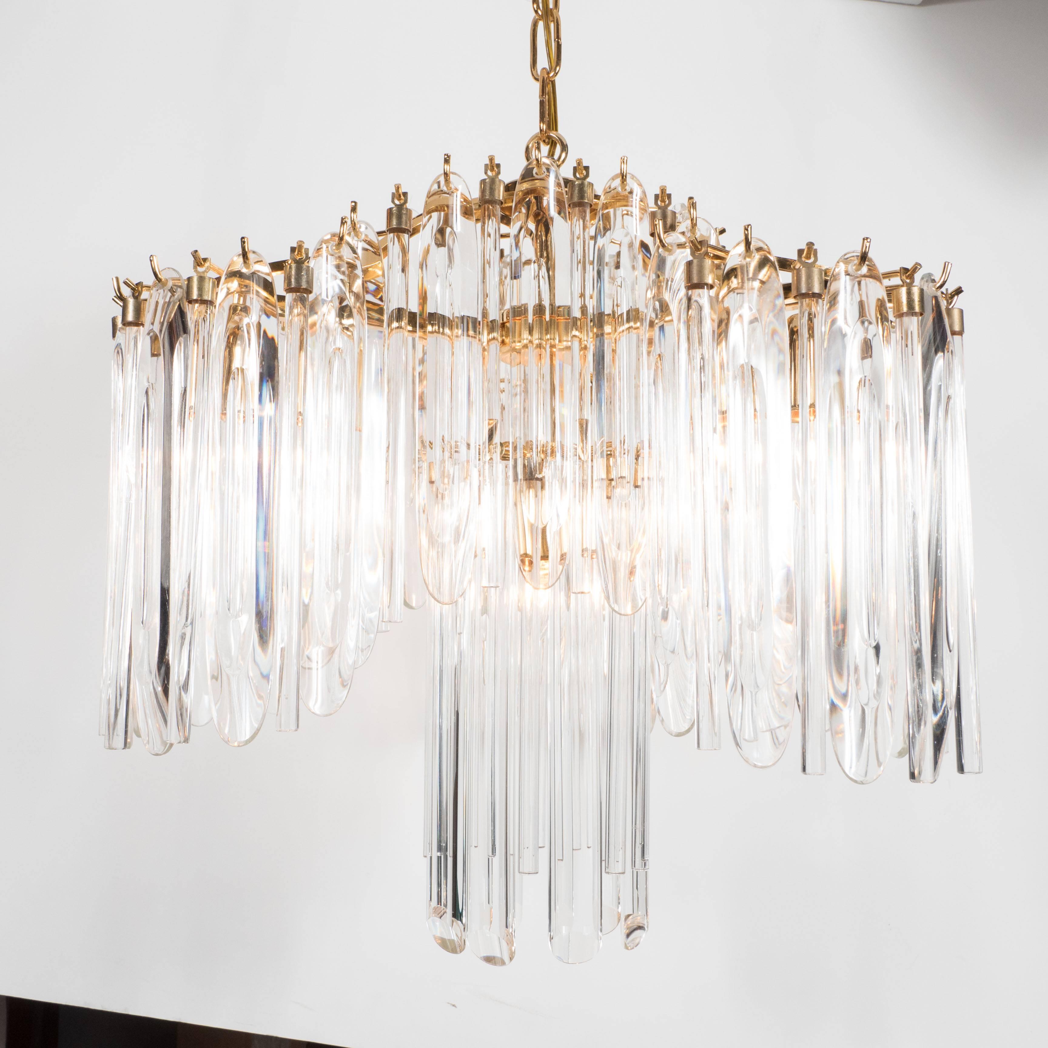 Mid-Century Draped Chandelier with 24-Karat Gold-Plated Fittings by Lobmeyr In Excellent Condition In New York, NY