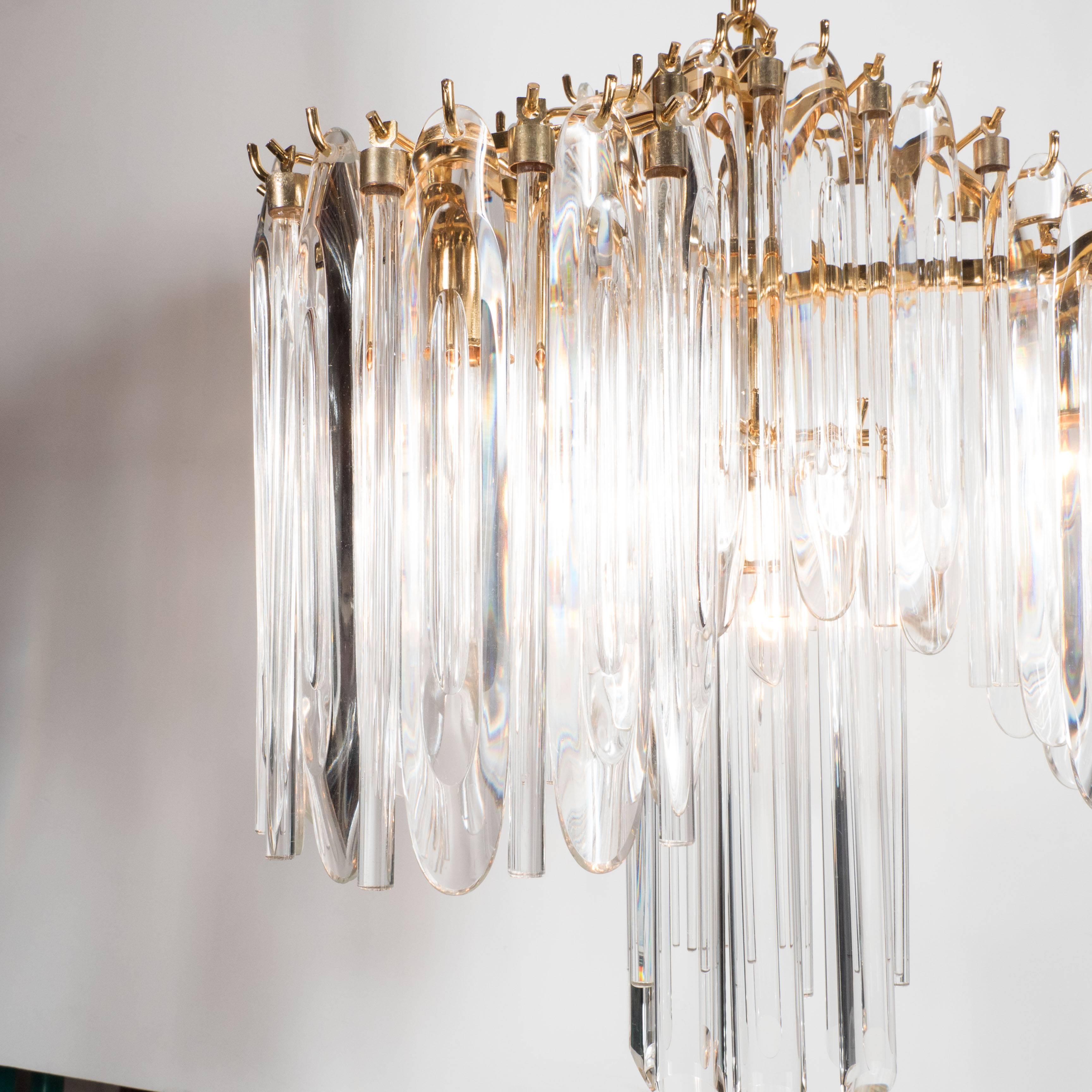 Glass Mid-Century Draped Chandelier with 24-Karat Gold-Plated Fittings by Lobmeyr