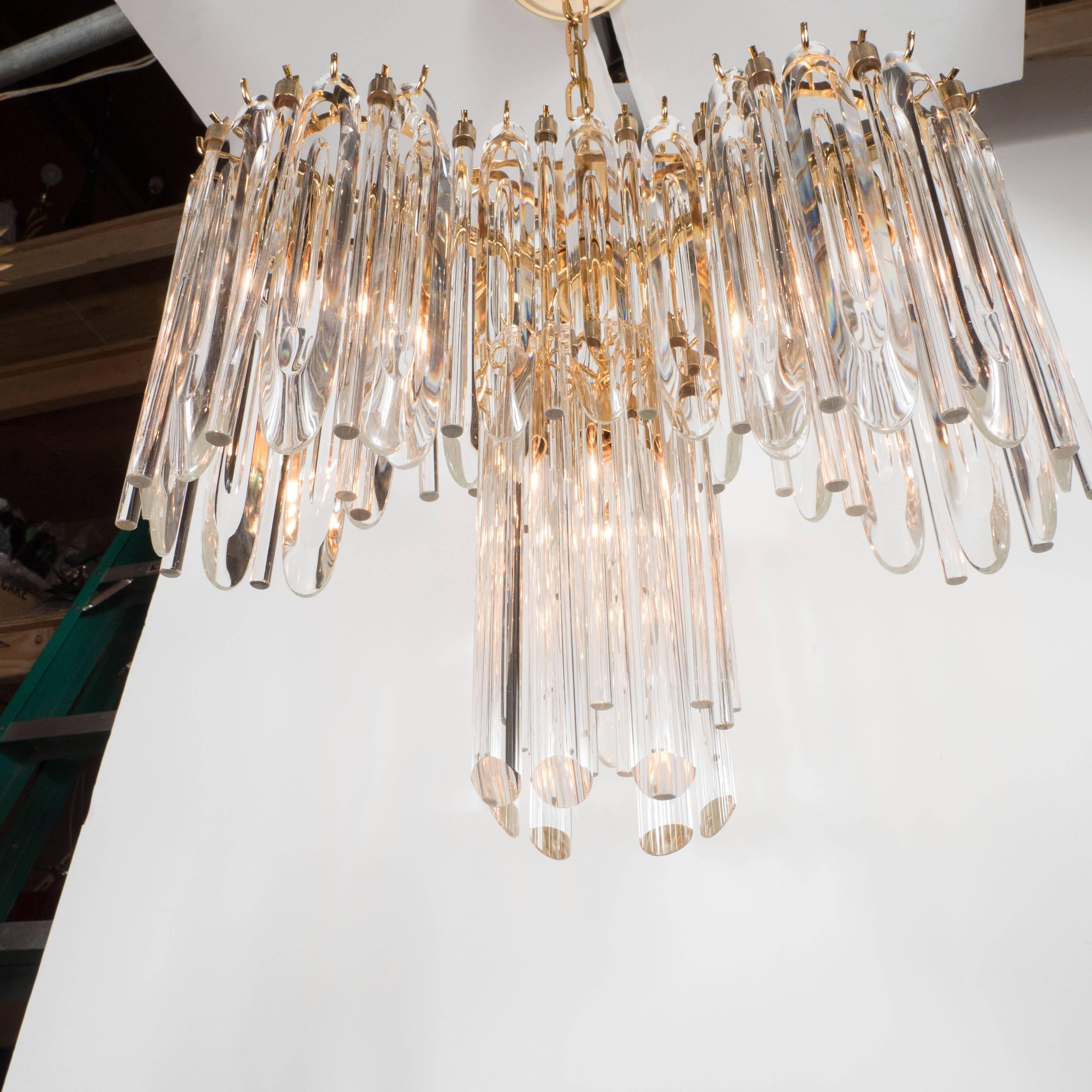 Late 20th Century Mid-Century Draped Chandelier with 24-Karat Gold-Plated Fittings by Lobmeyr