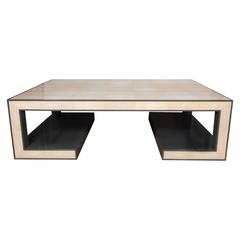Ultra Chic Modernist Cocktail Table in Shagreen and Grey Lacquer