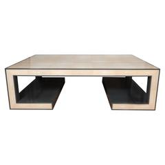 Ultra Chic Modernist Cocktail Table in Shagreen and Grey Lacquer 11