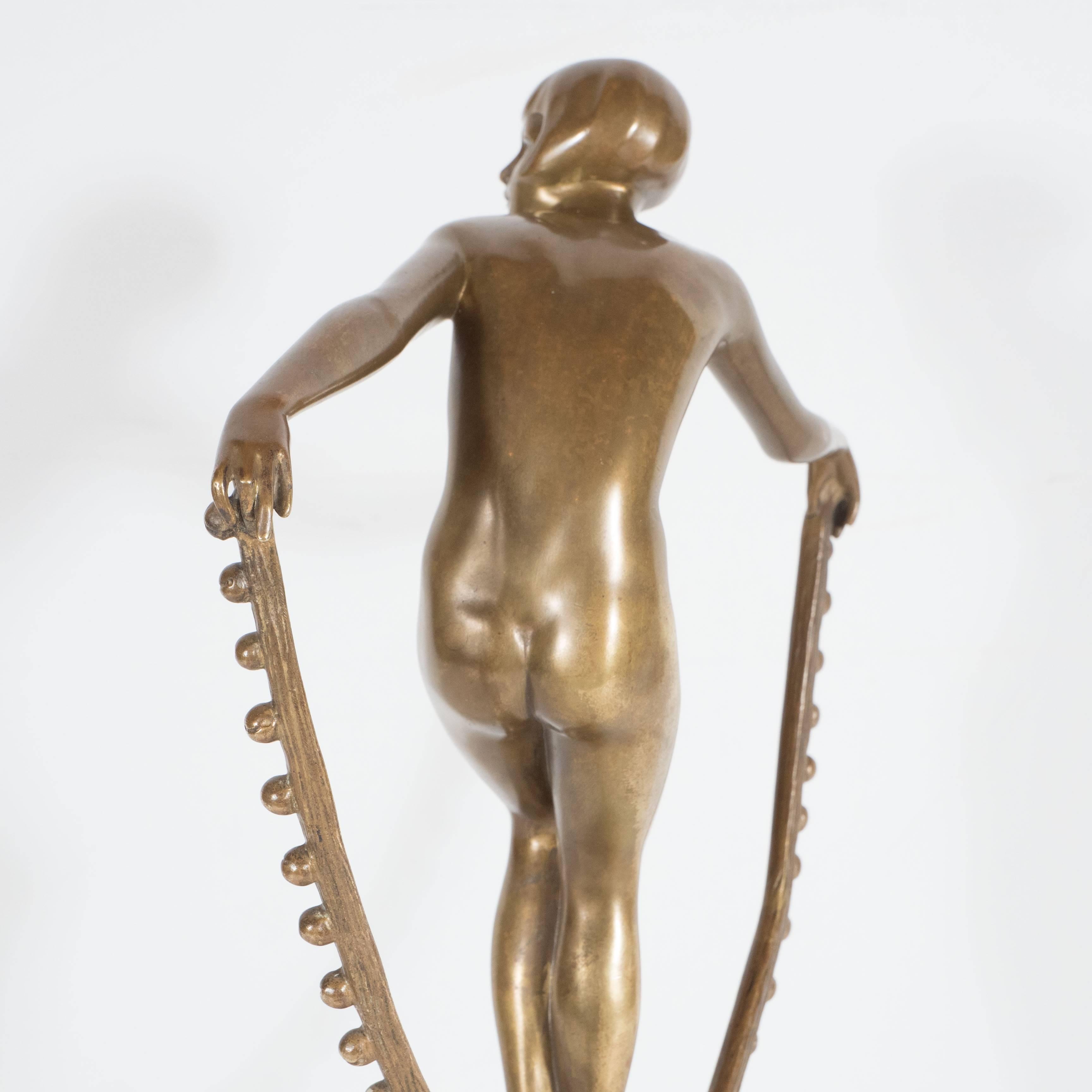 Deco Dancer by Josef Lorenzl Gilt Bronze Sculpture on Onyx Base, Austrian, 1935 In Excellent Condition In New York, NY