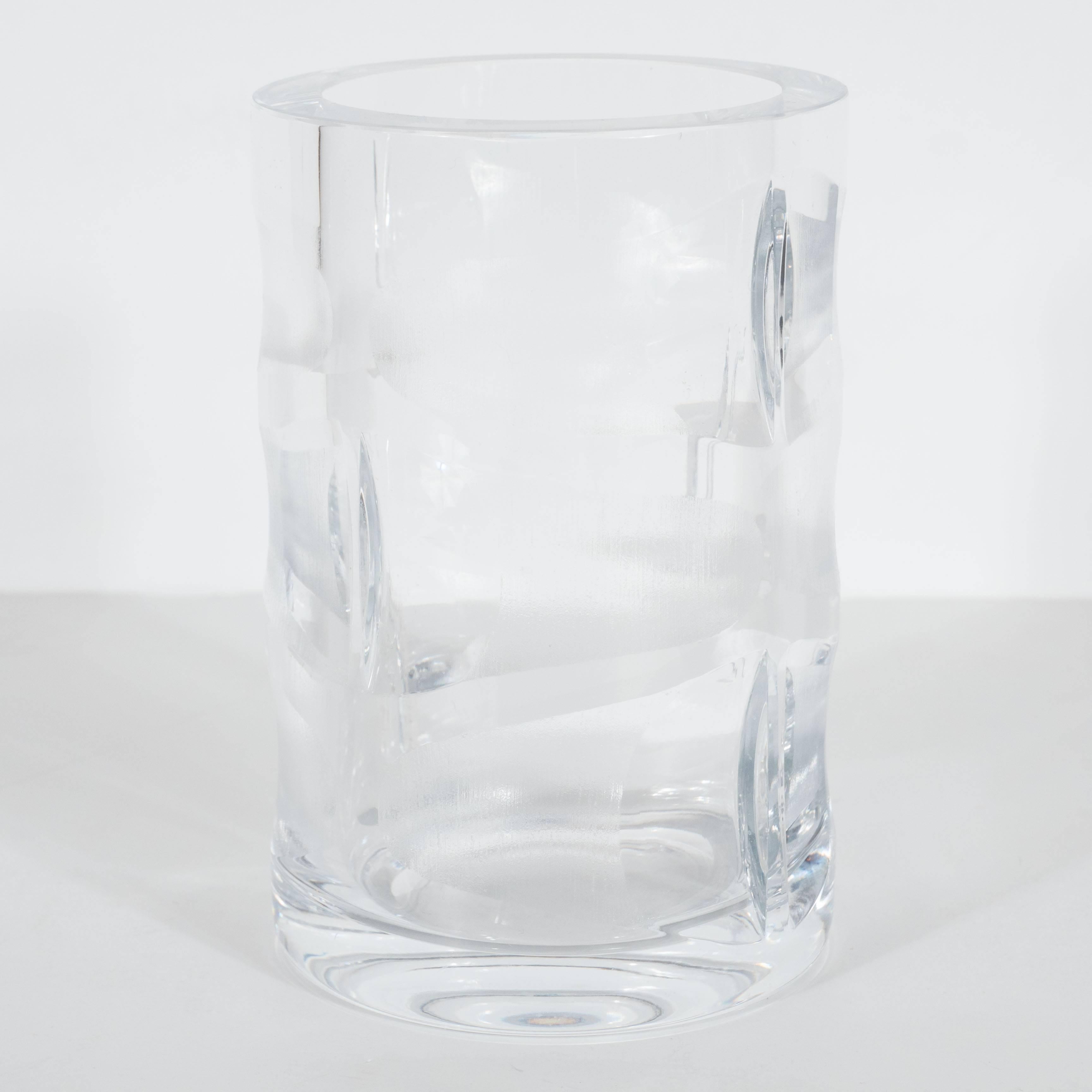 Etched Mid-Century Modern Vase in Clear Glass in the Style of Orrefors, circa 1970