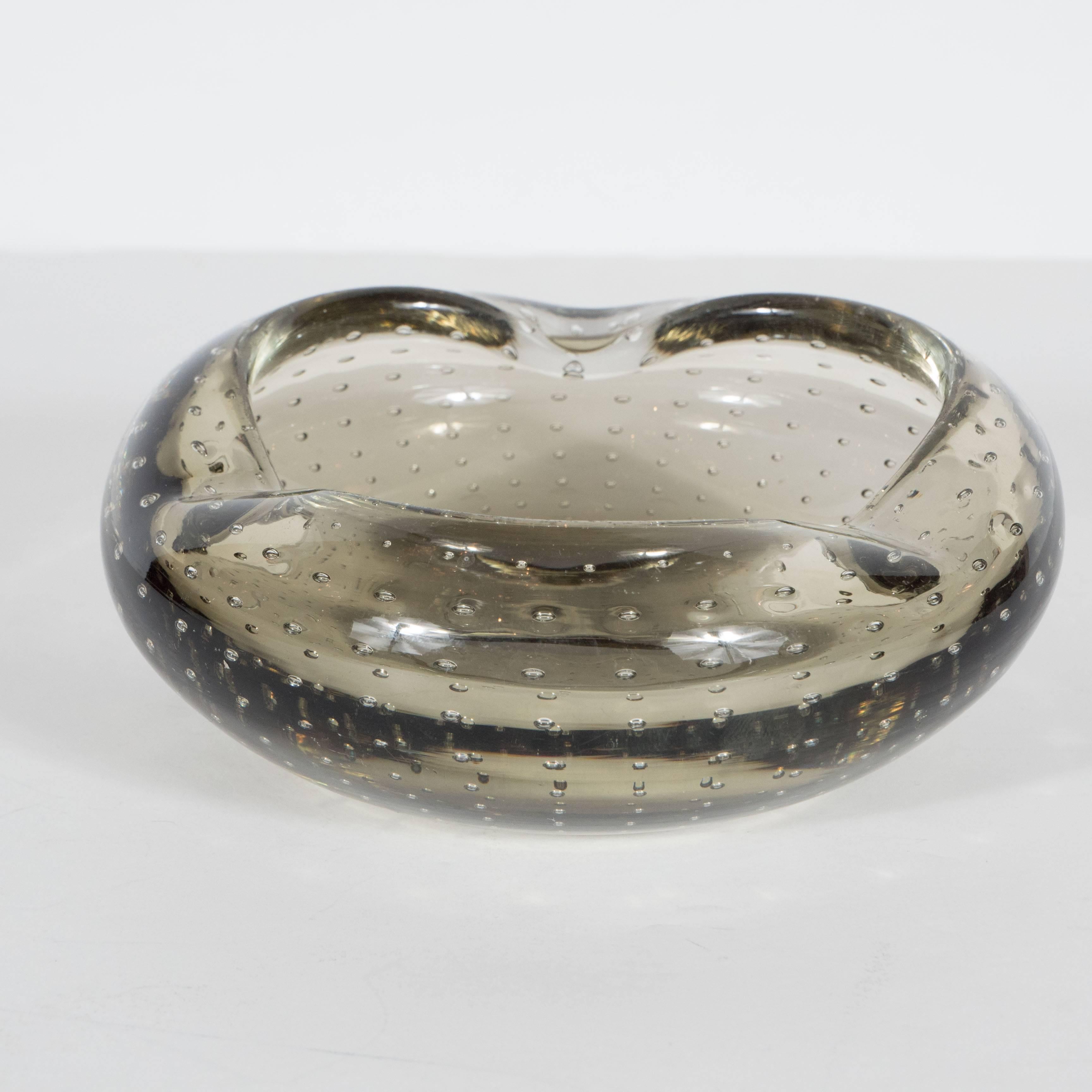 Mid-Century Modern Smoked Grey Murano Glass Bowl/Ashtray , Italy circa 1950 In Excellent Condition In New York, NY