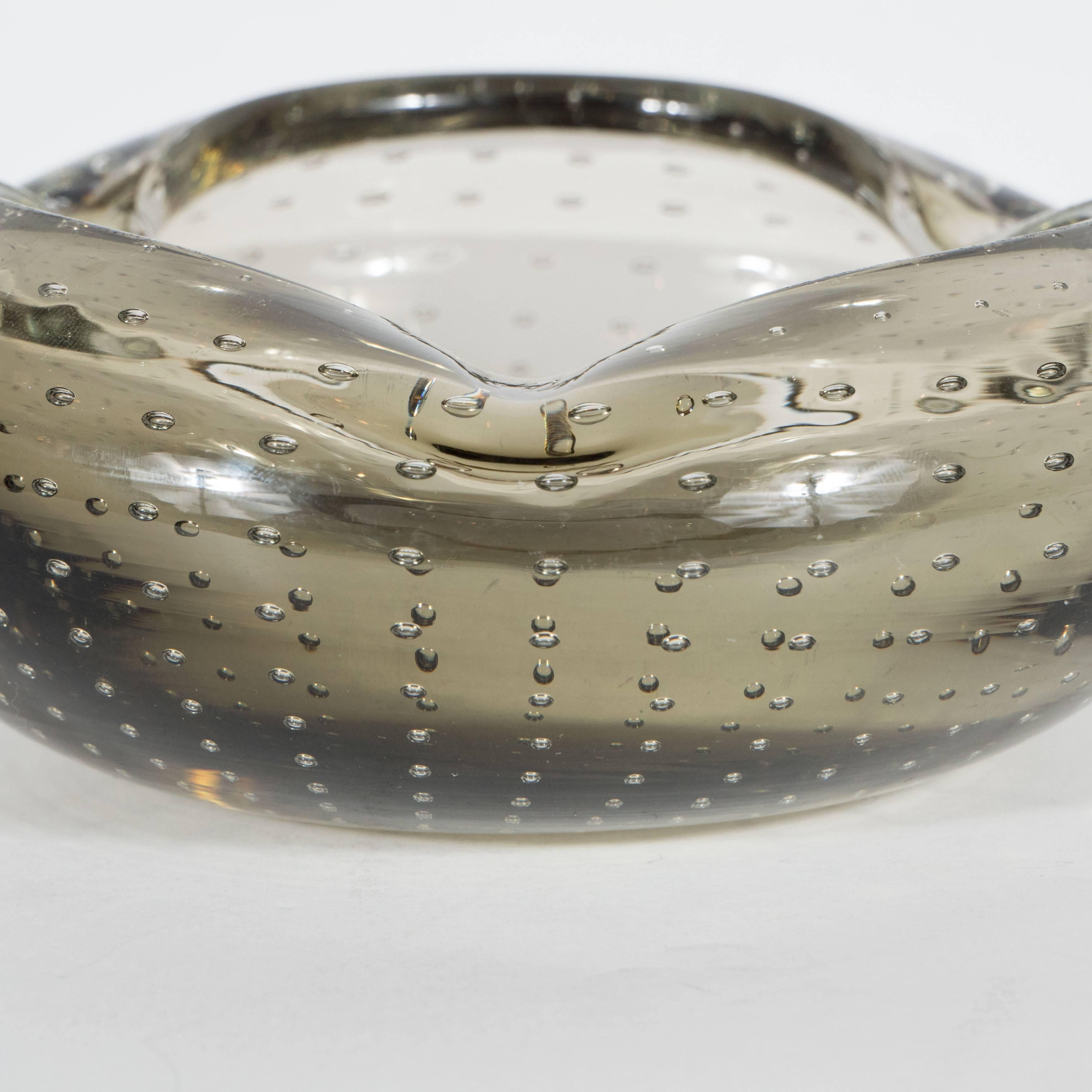 Mid-20th Century Mid-Century Modern Smoked Grey Murano Glass Bowl/Ashtray , Italy circa 1950