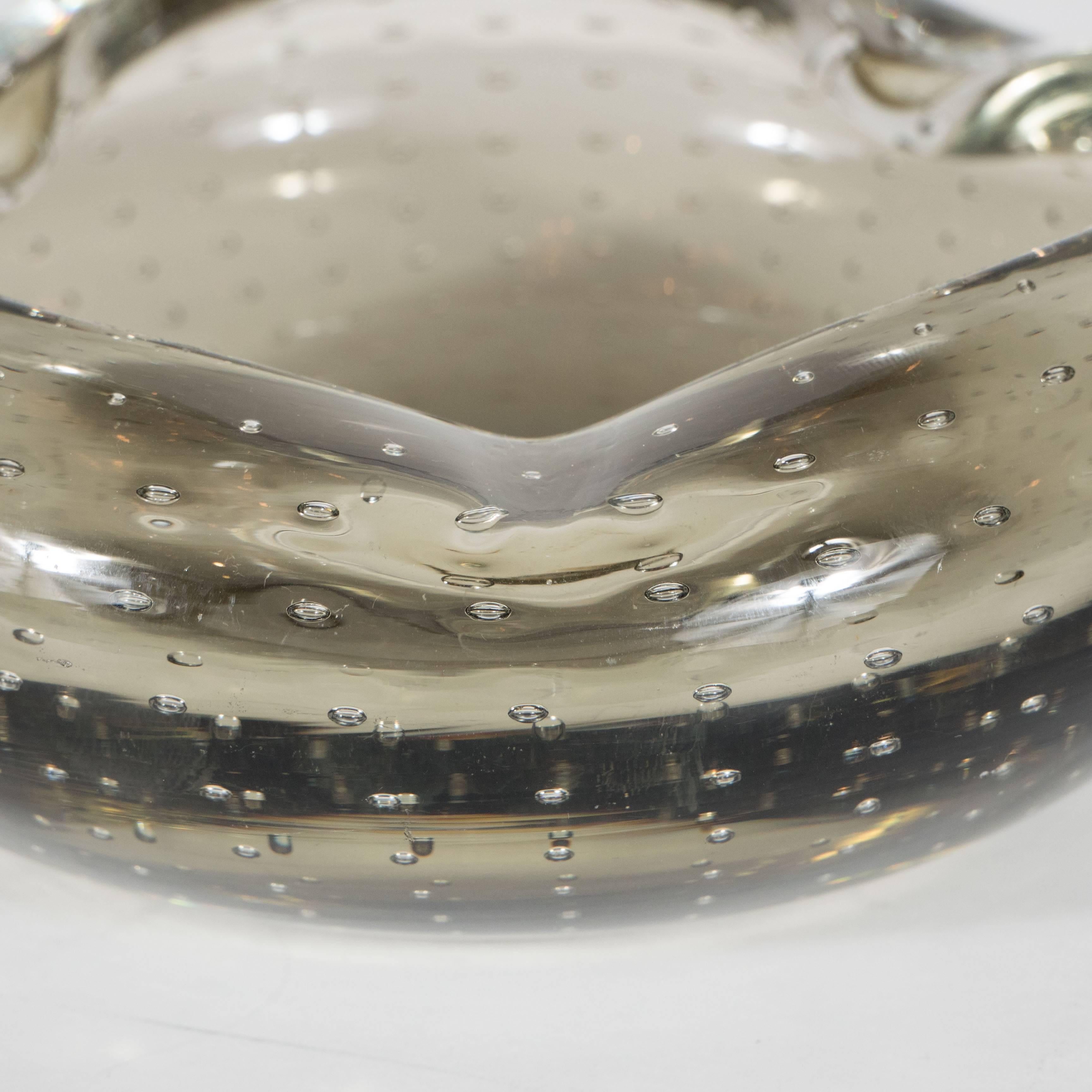 Mid-Century Modern Smoked Grey Murano Glass Bowl/Ashtray , Italy circa 1950 4