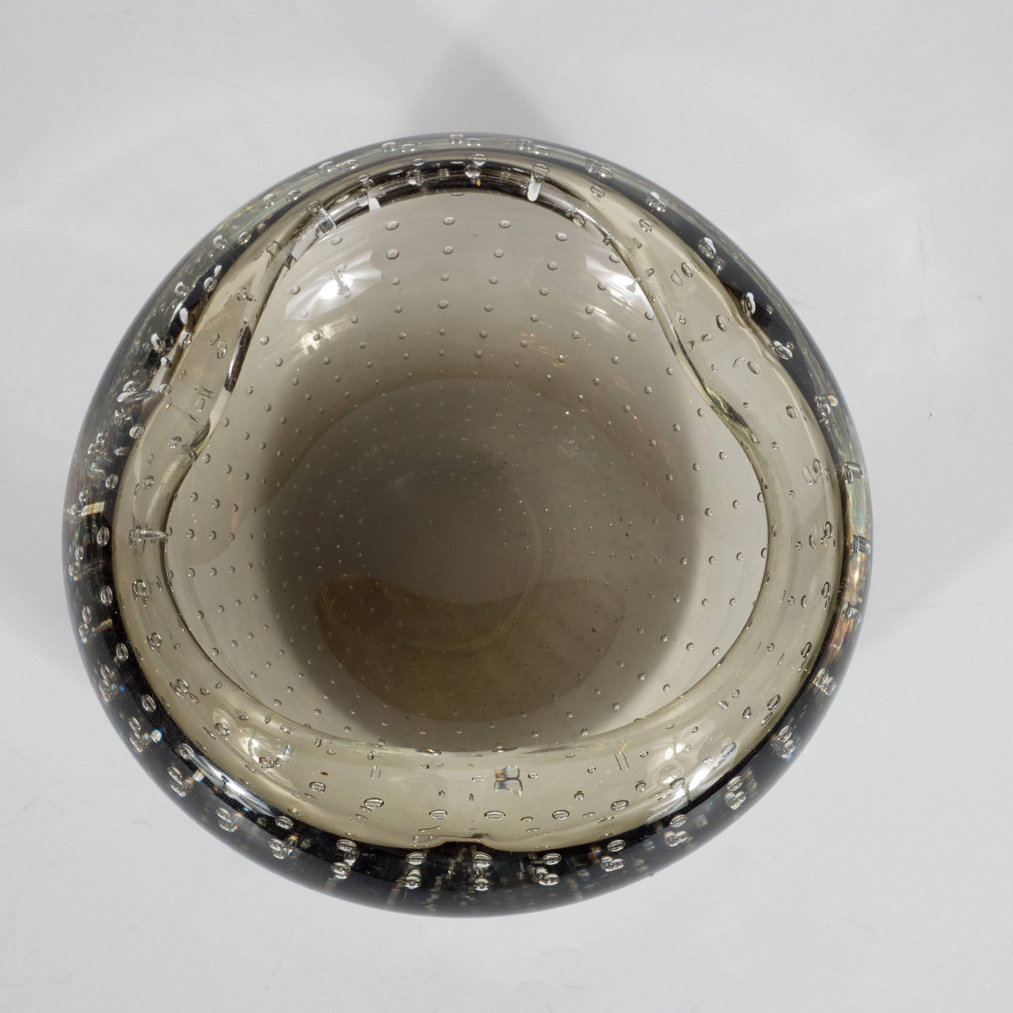 Mid-Century Modern Smoked Grey Murano Glass Bowl/Ashtray , Italy circa 1950 3