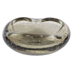 Mid-Century Modern Smoked Grey Murano Glass Bowl/Ashtray , Italy circa 1950