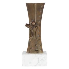 Mid-Century Modern Sculpture in Patinated Bronze and Marble by S. Monachesi 9