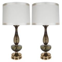Mid-Century Modern Pair of Table Lamps in Handblown Murano Glass, circa 1960 4