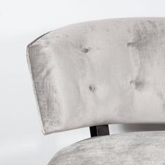 Pair of Art Deco Round Slipper Chairs in Smoked Platinum Velvet by Gilbert Rohde