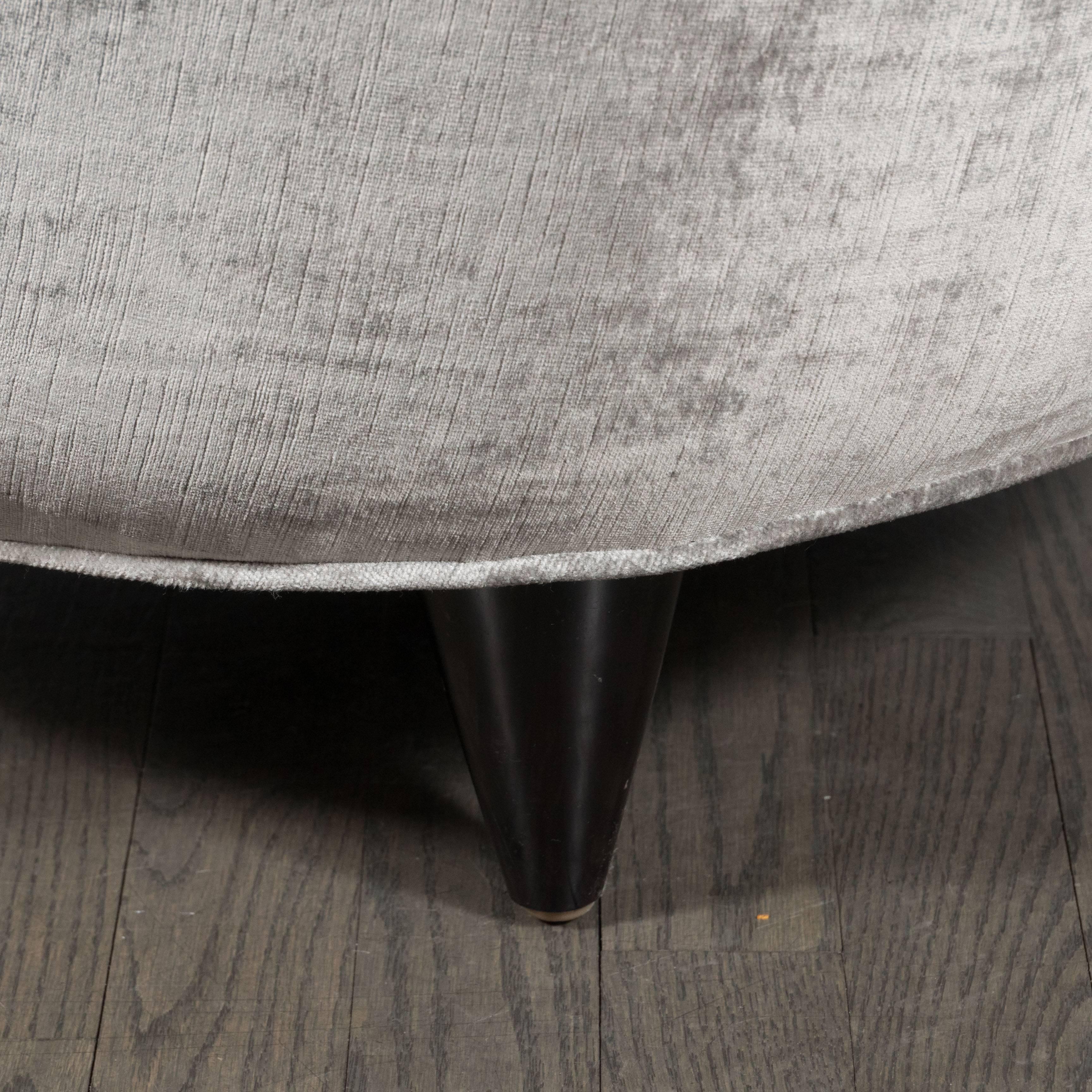 Pair of Art Deco Round Slipper Chairs in Smoked Platinum Velvet by Gilbert Rohde 1