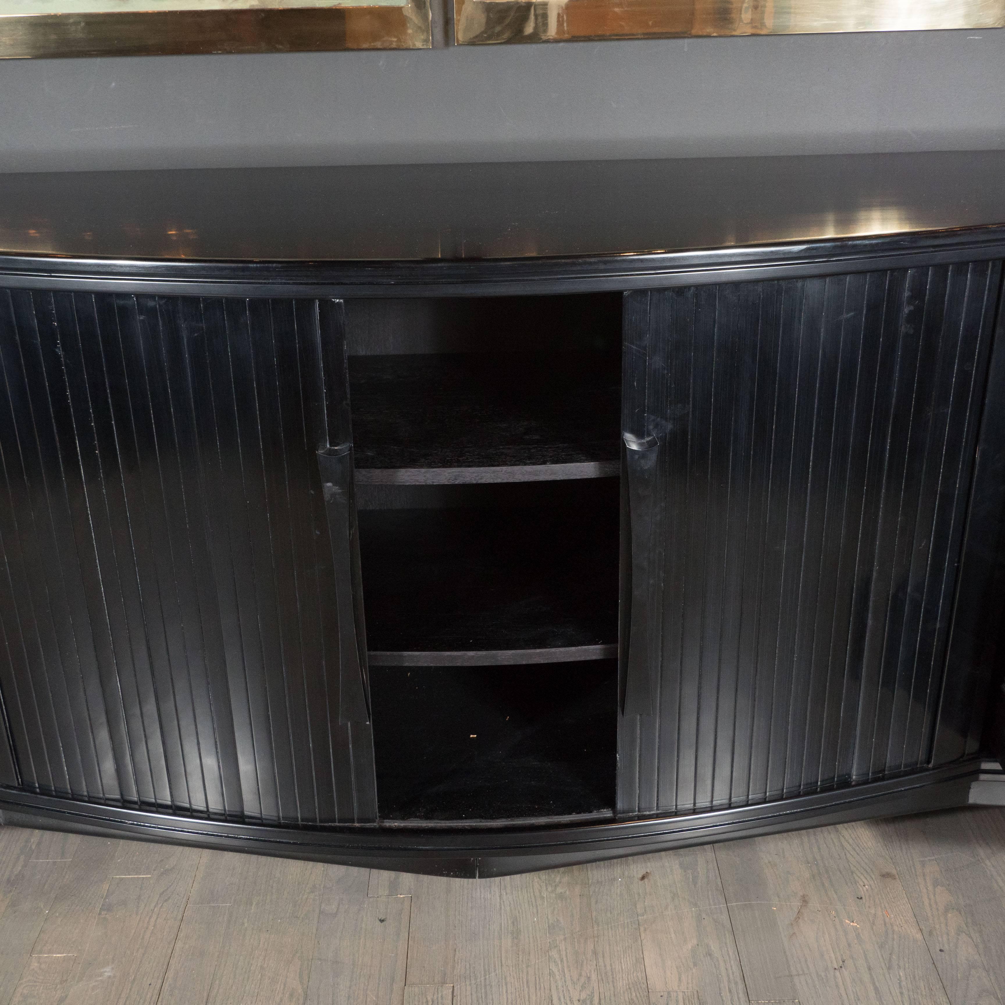 Mid-Century Modernist Sideboard with Mirrored Doors by Julius Rindle, circa 1950 In Excellent Condition In New York, NY
