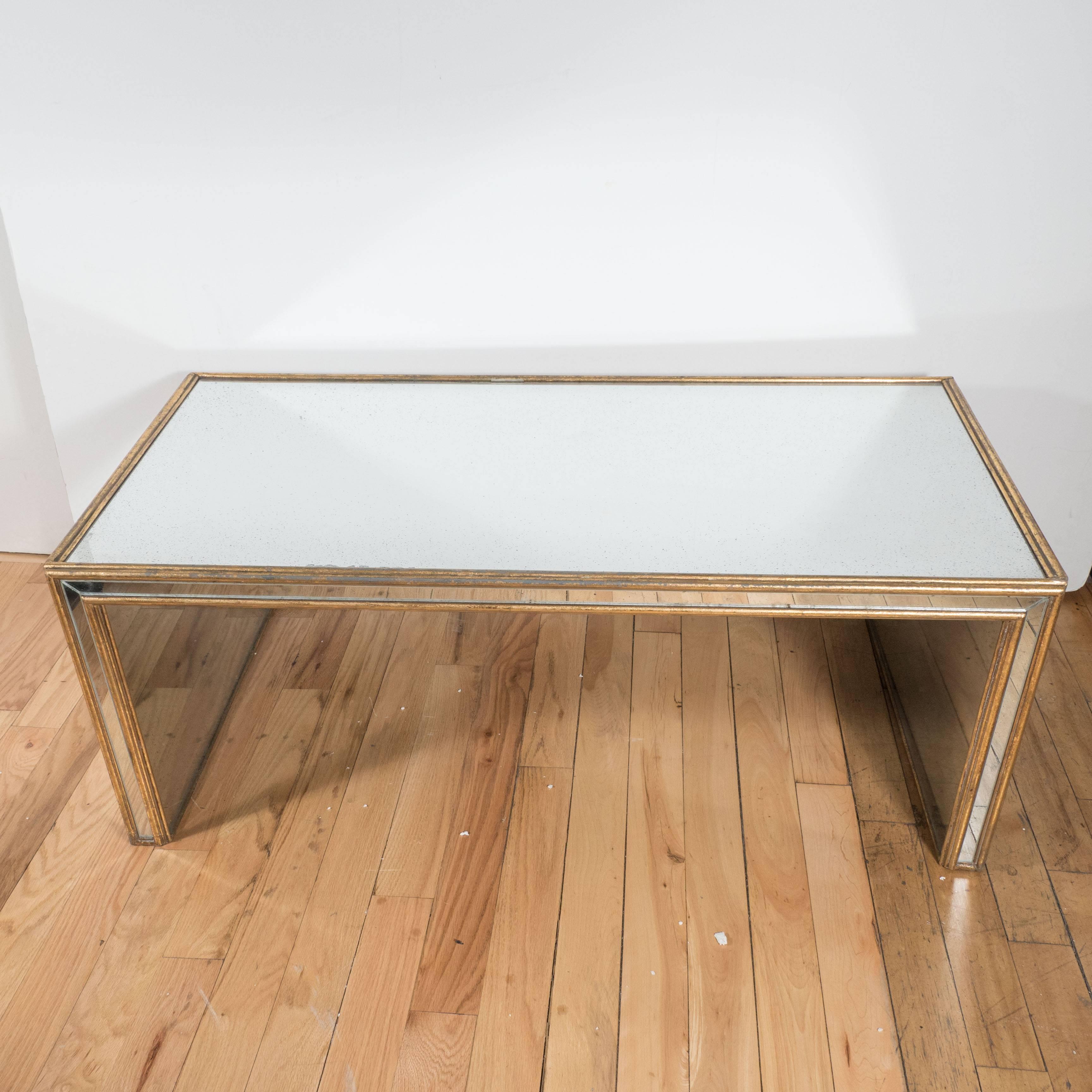 Mid-Century Modern Cocktail Table in Verre Églomisé and Giltwood, circa 1950 In Excellent Condition In New York, NY
